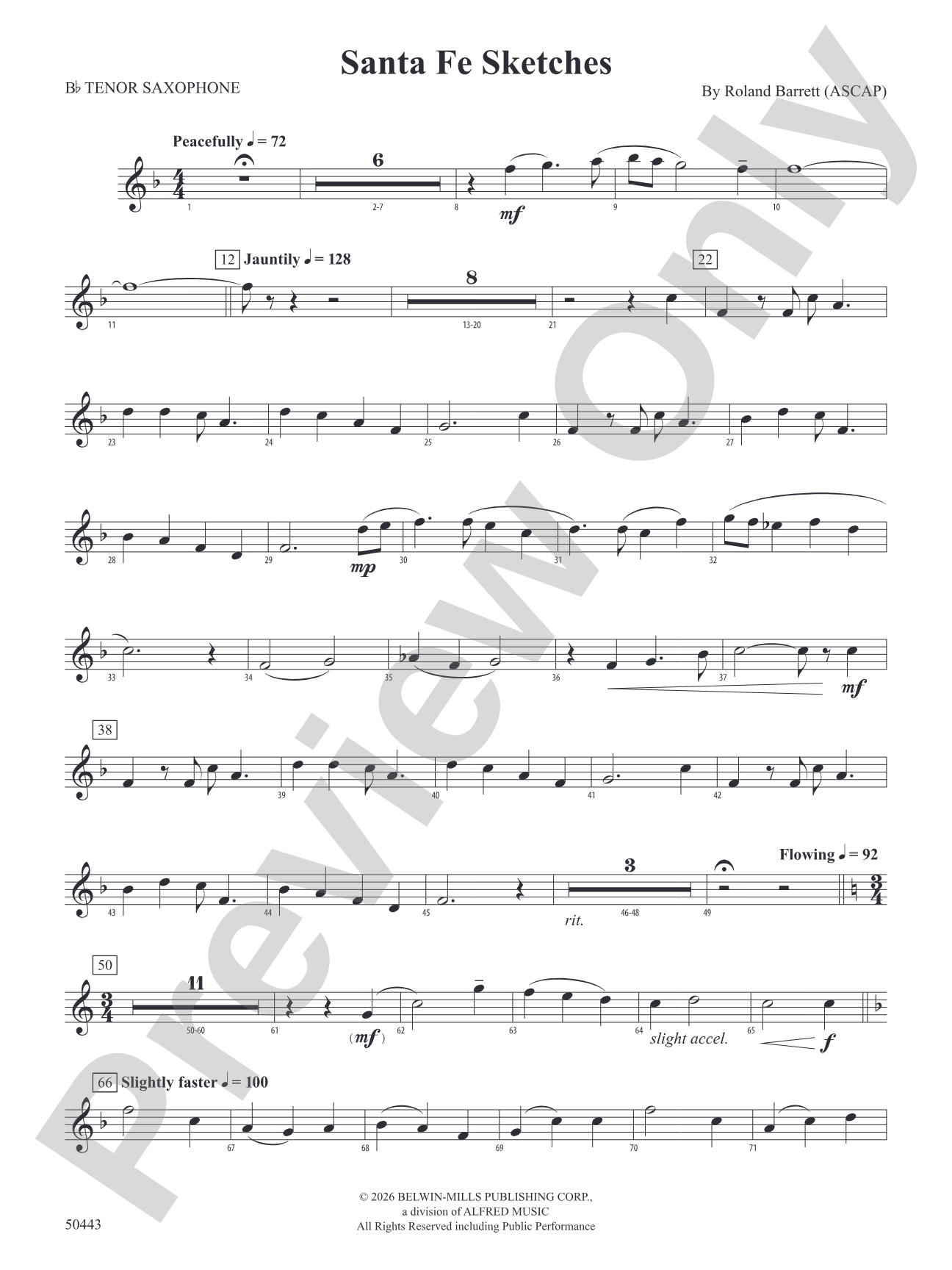 Santa Fe Sketches: B-flat Tenor Saxophone