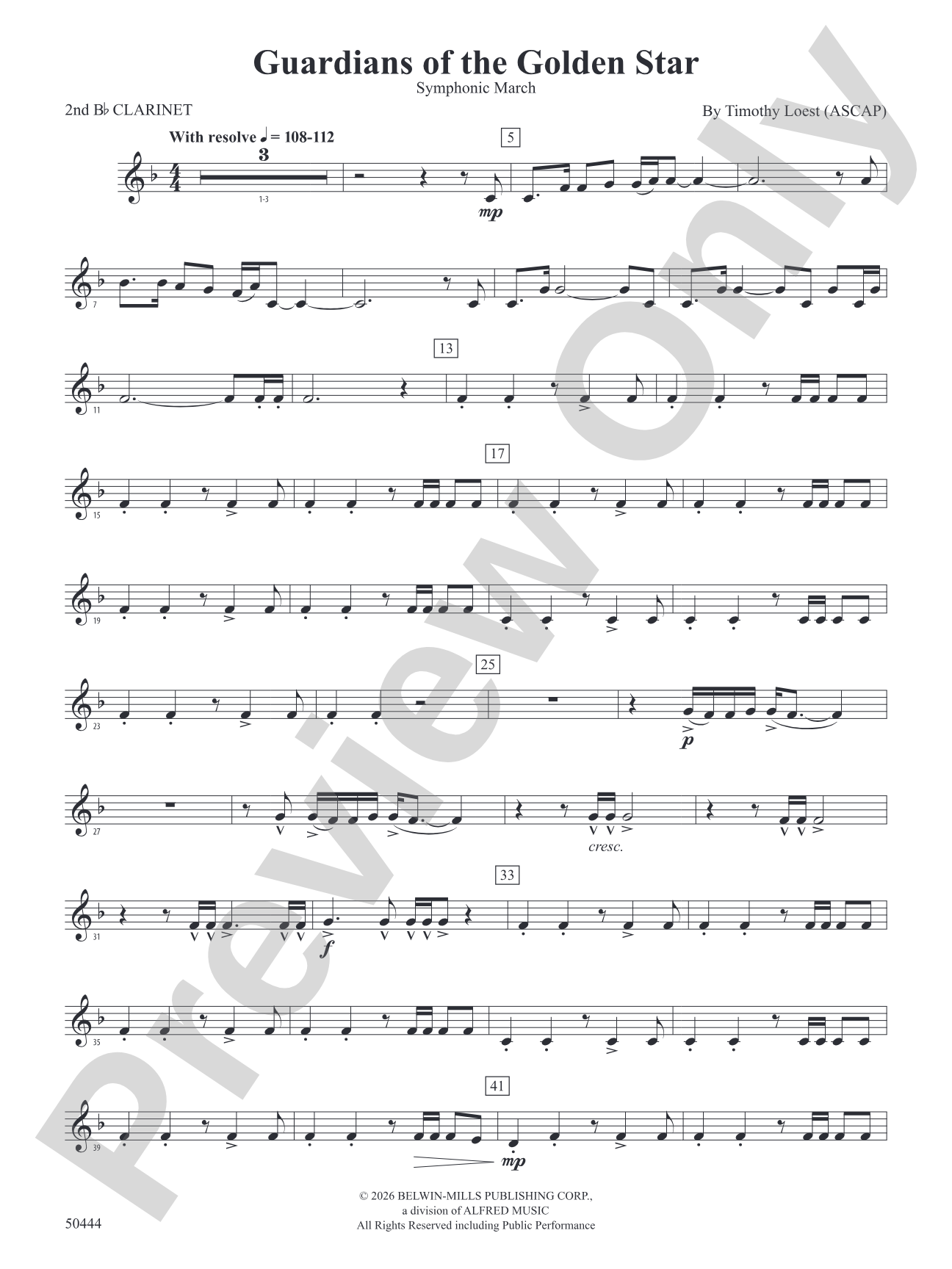 Guardians of the Golden Star: 2nd B-flat Clarinet