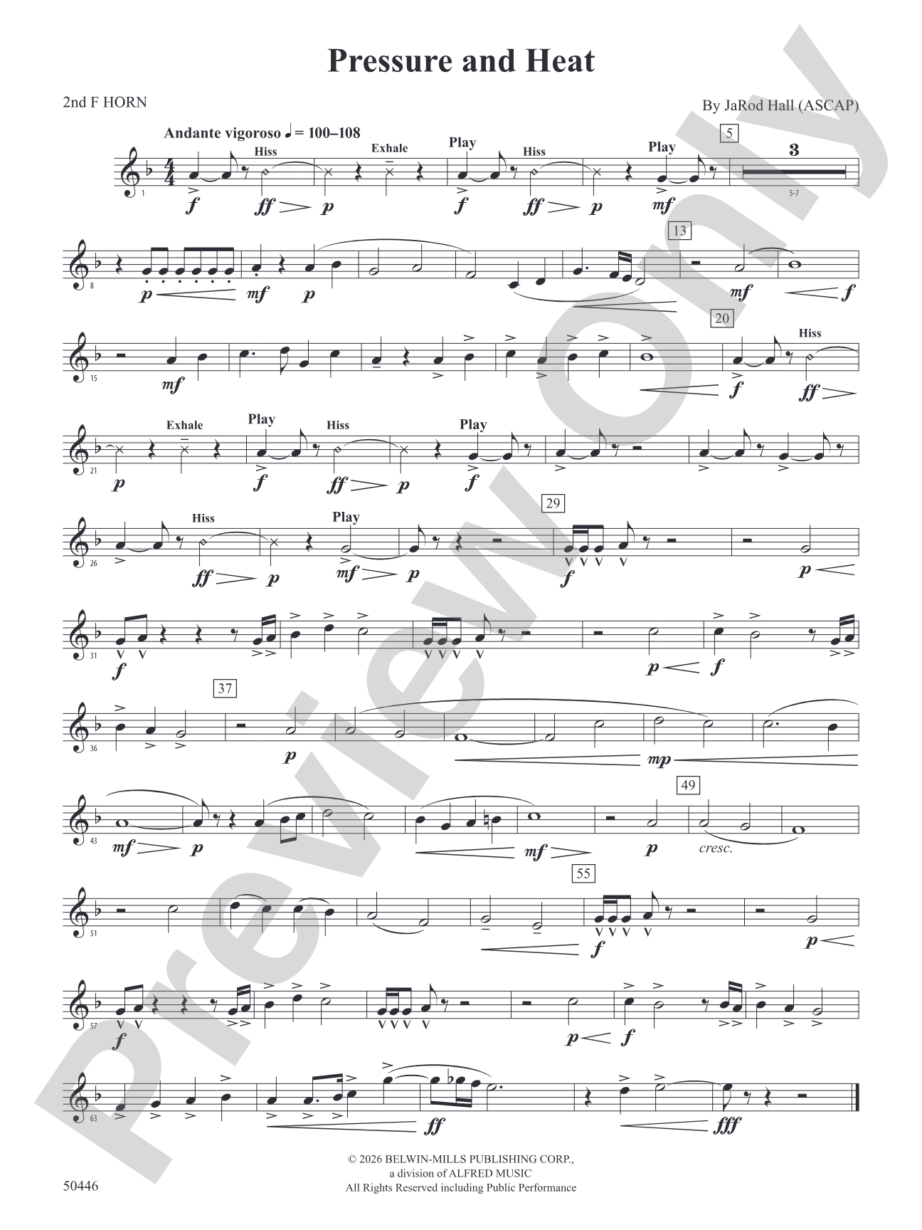 Pressure and Heat: 2nd F Horn