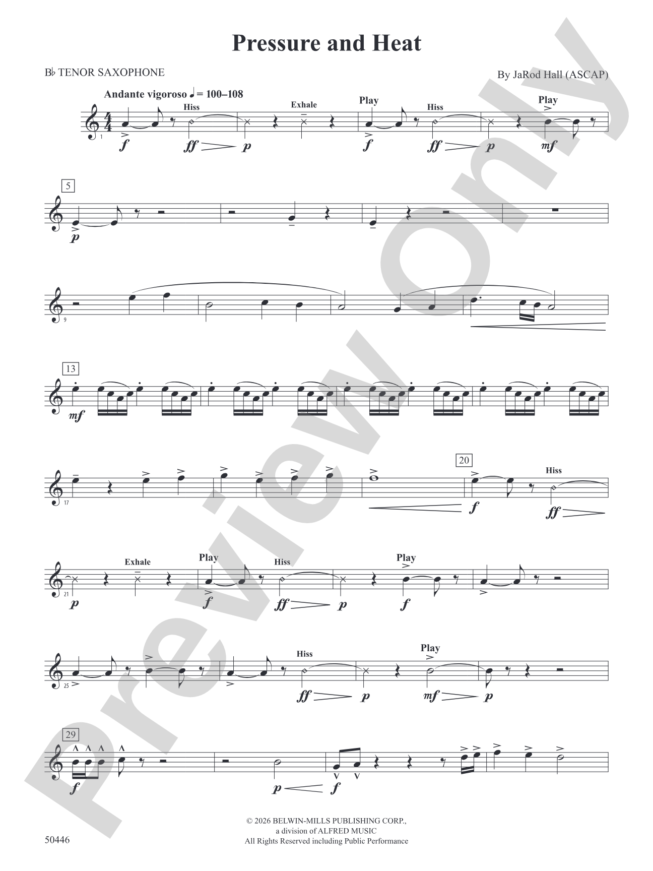 Pressure and Heat: B-flat Tenor Saxophone