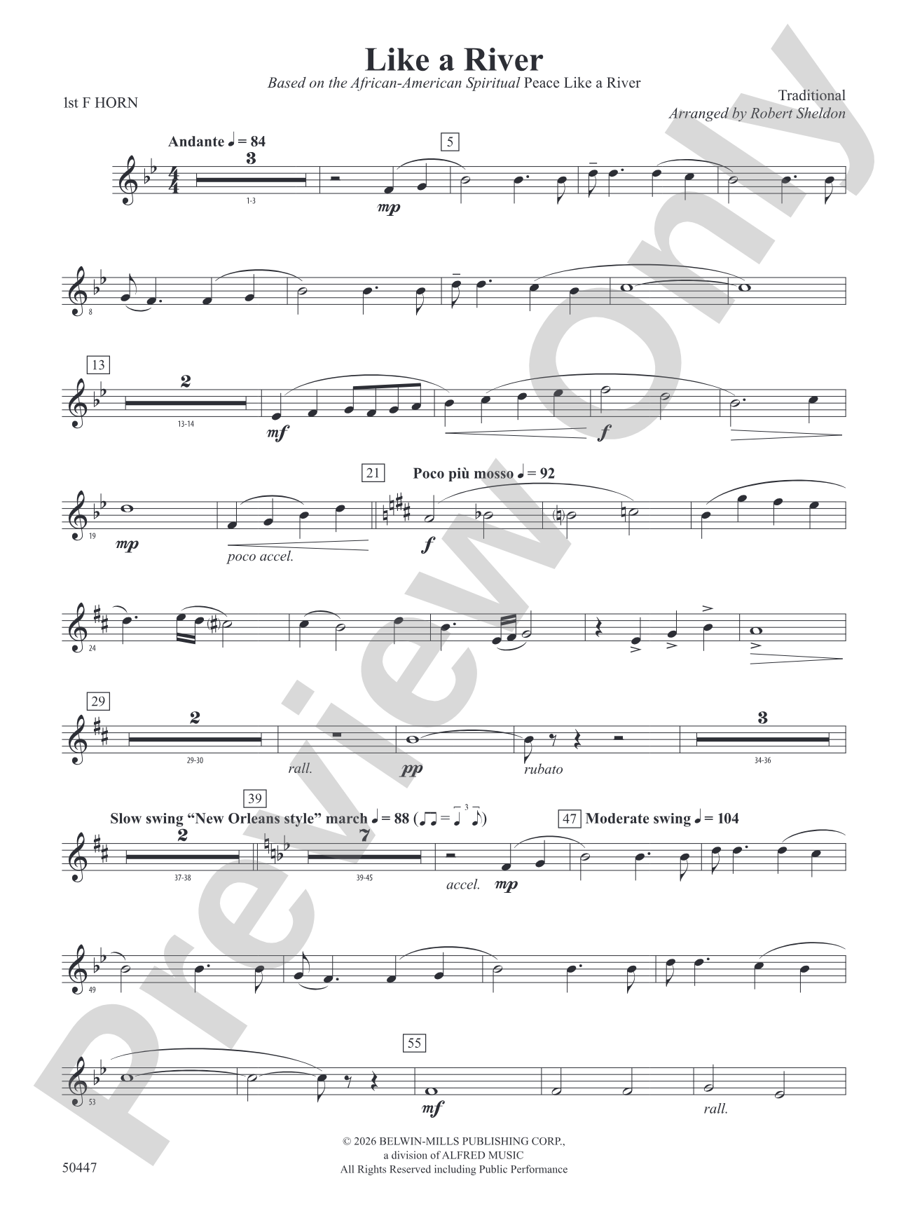 Like a River: 1st F Horn