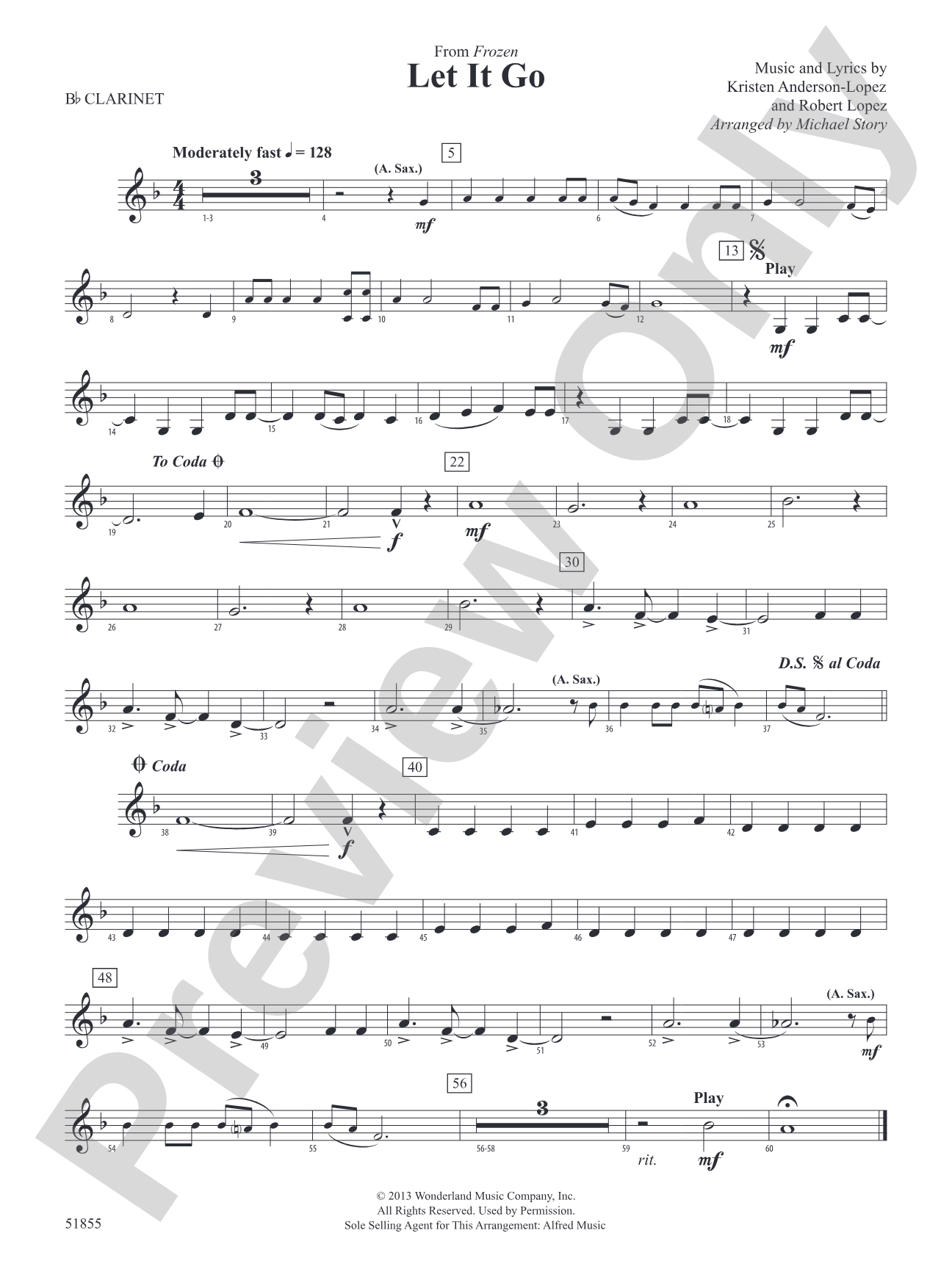 Let It Go: 1st B-flat Clarinet
