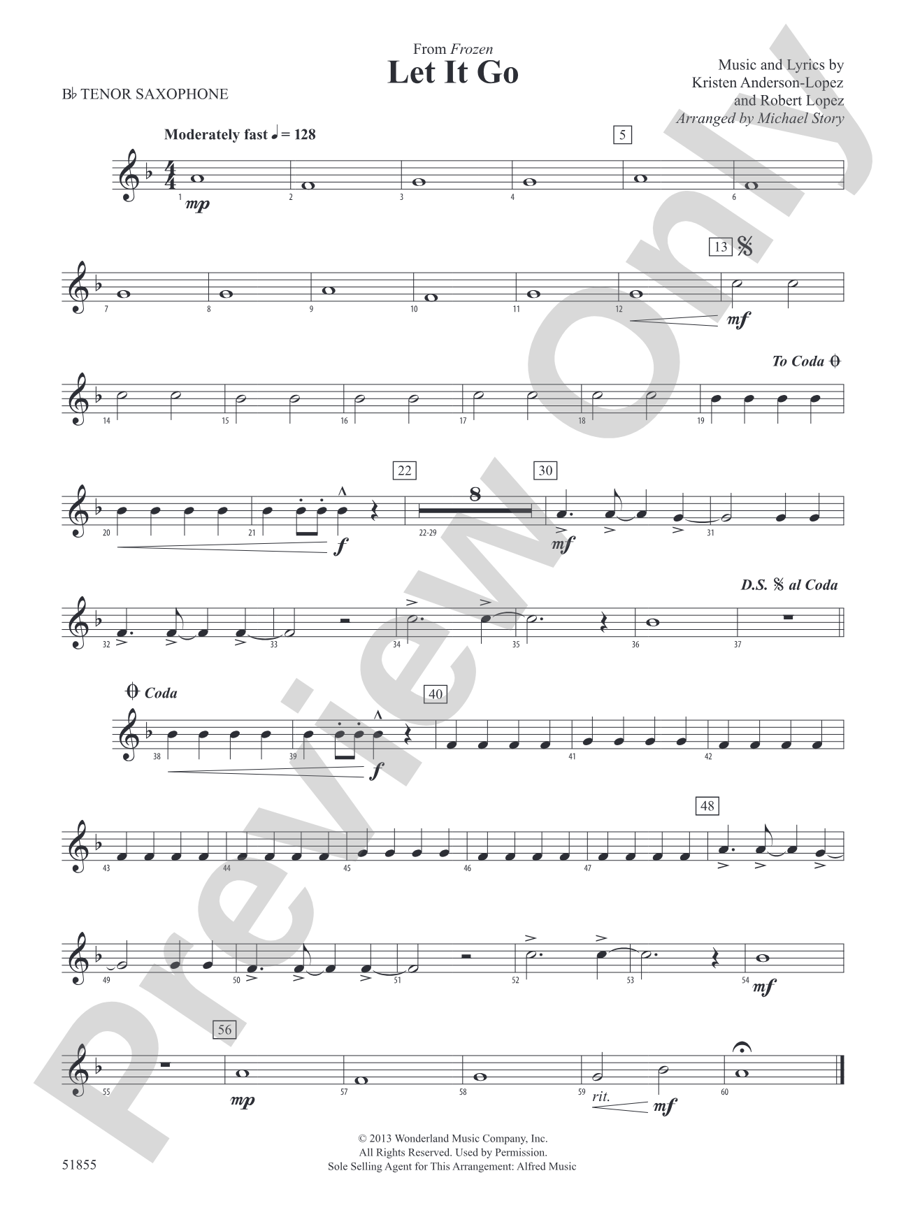Let It Go: B-flat Tenor Saxophone