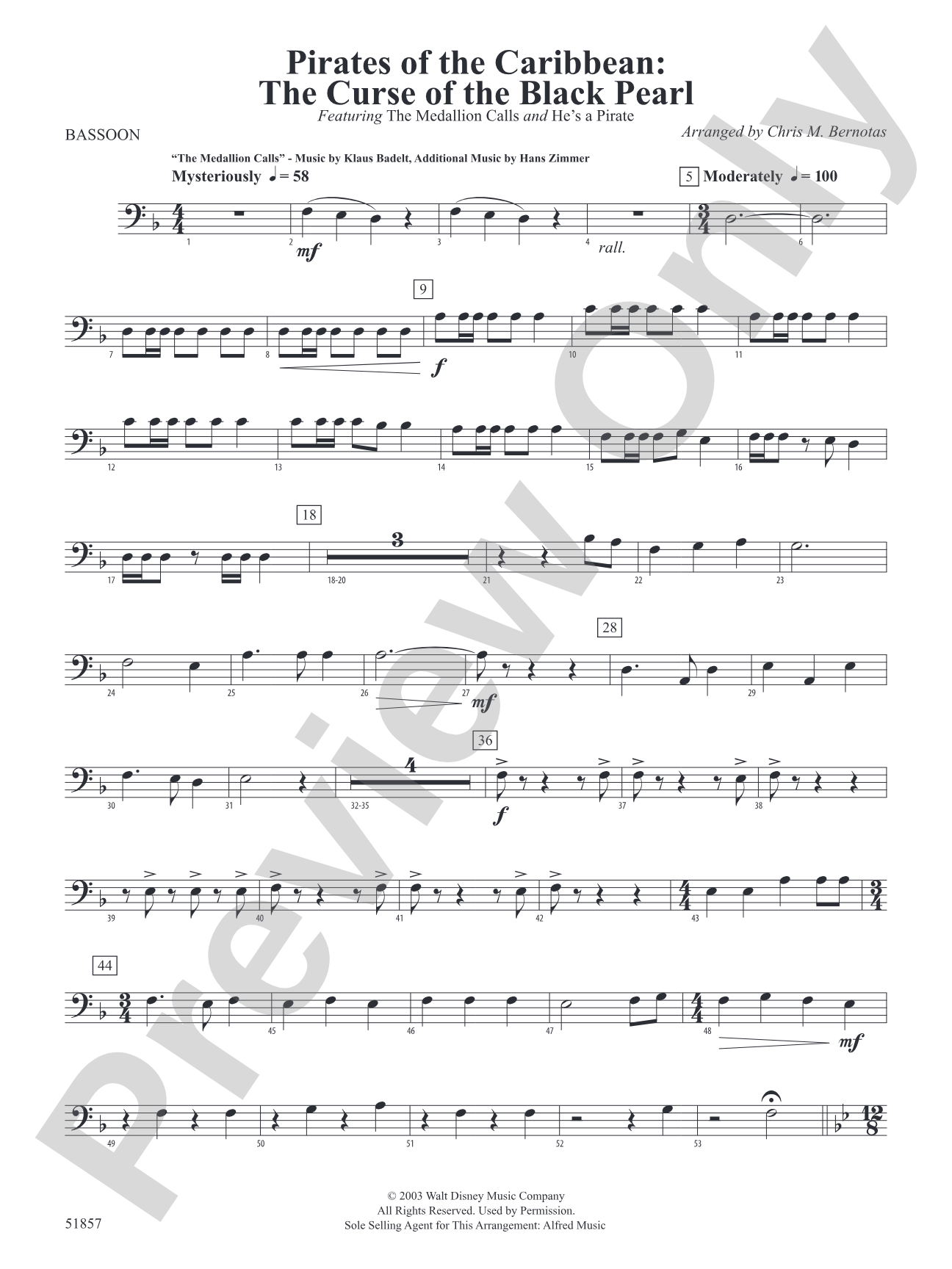 The Pirates of the Caribbean: The Curse of the Black Pearl: Bassoon