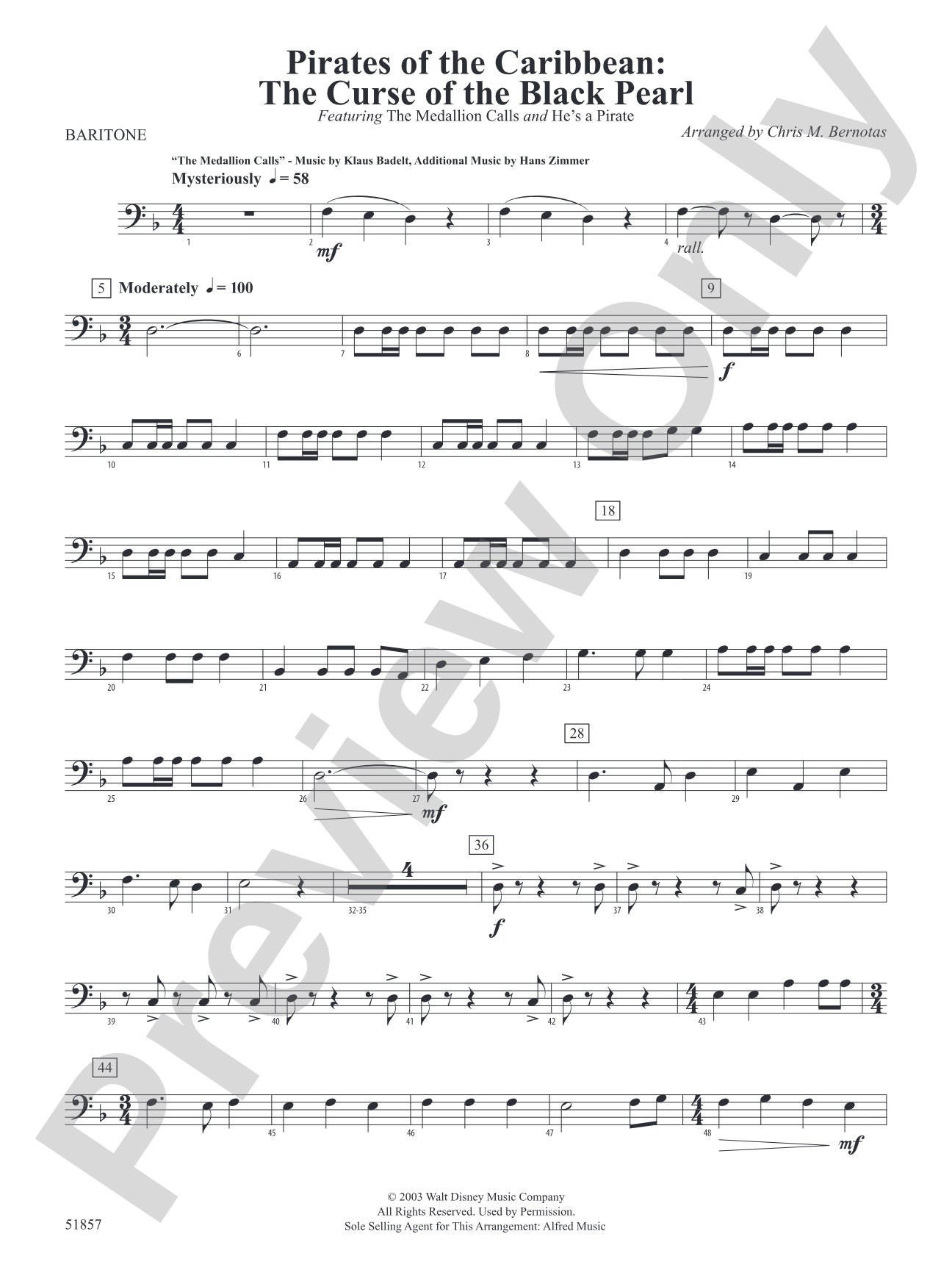 The Pirates of the Caribbean: The Curse of the Black Pearl: Baritone B.C.