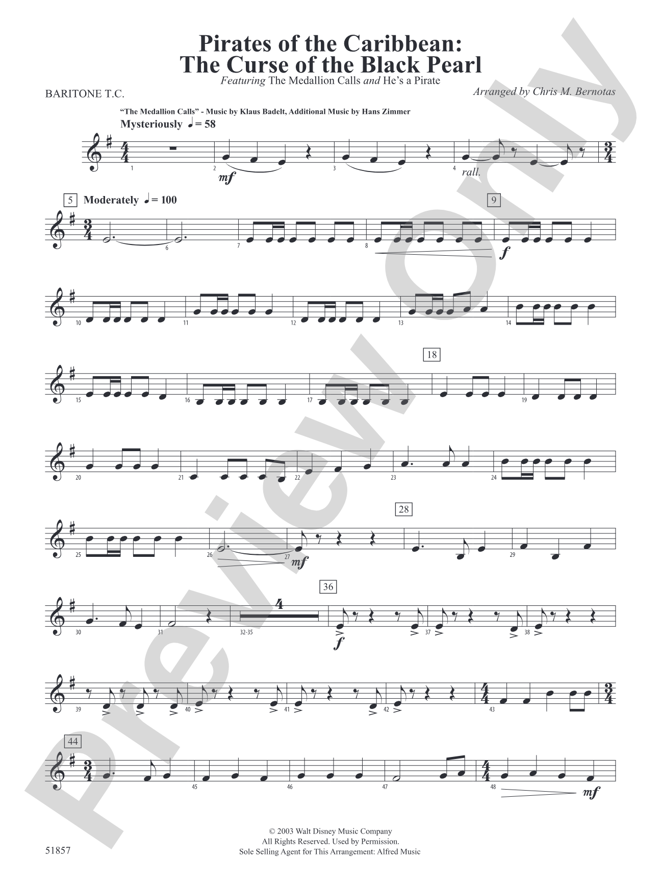 The Pirates of the Caribbean: The Curse of the Black Pearl: Baritone T.C.