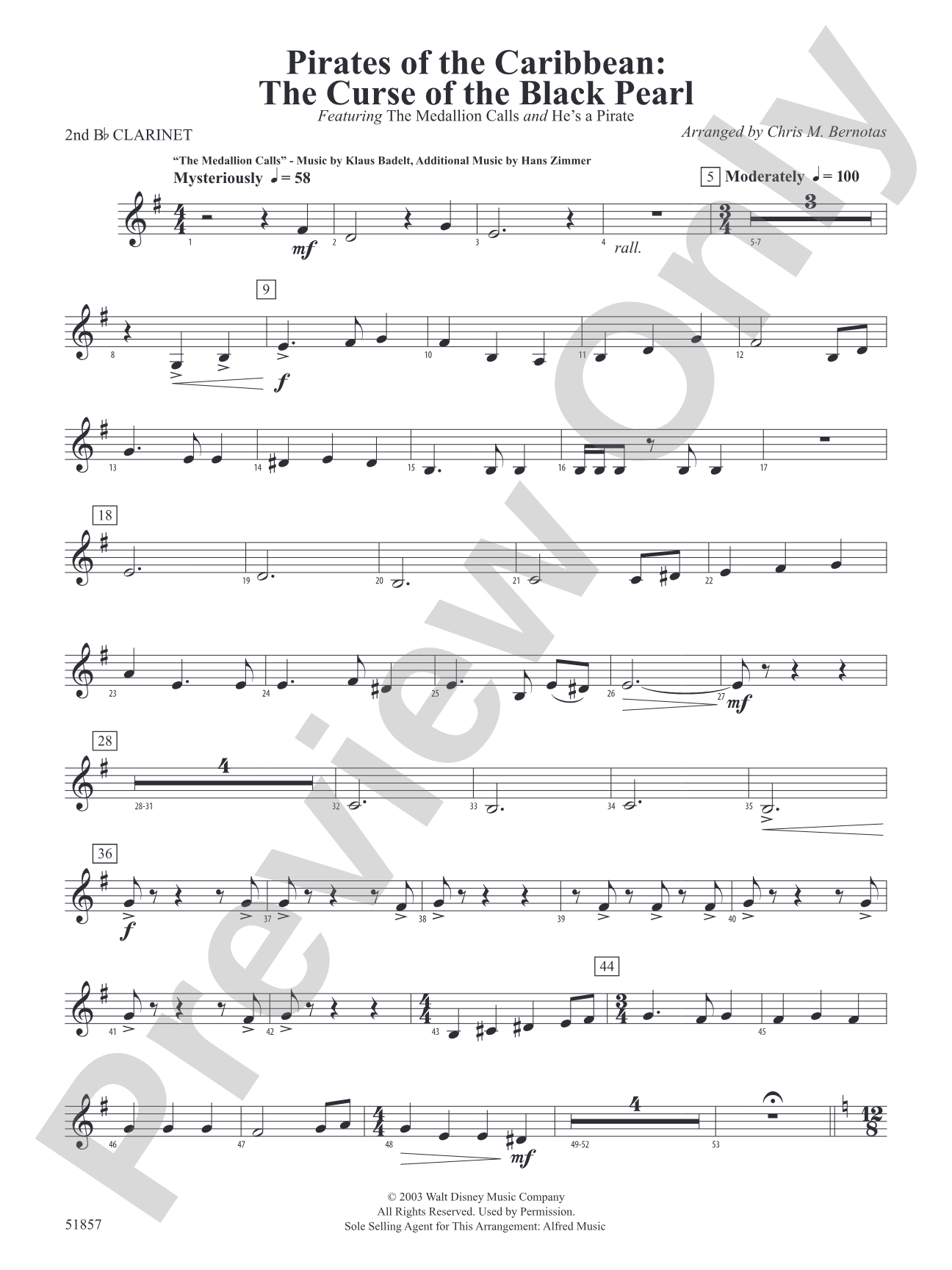 The Pirates of the Caribbean: The Curse of the Black Pearl: 2nd B-flat Clarinet