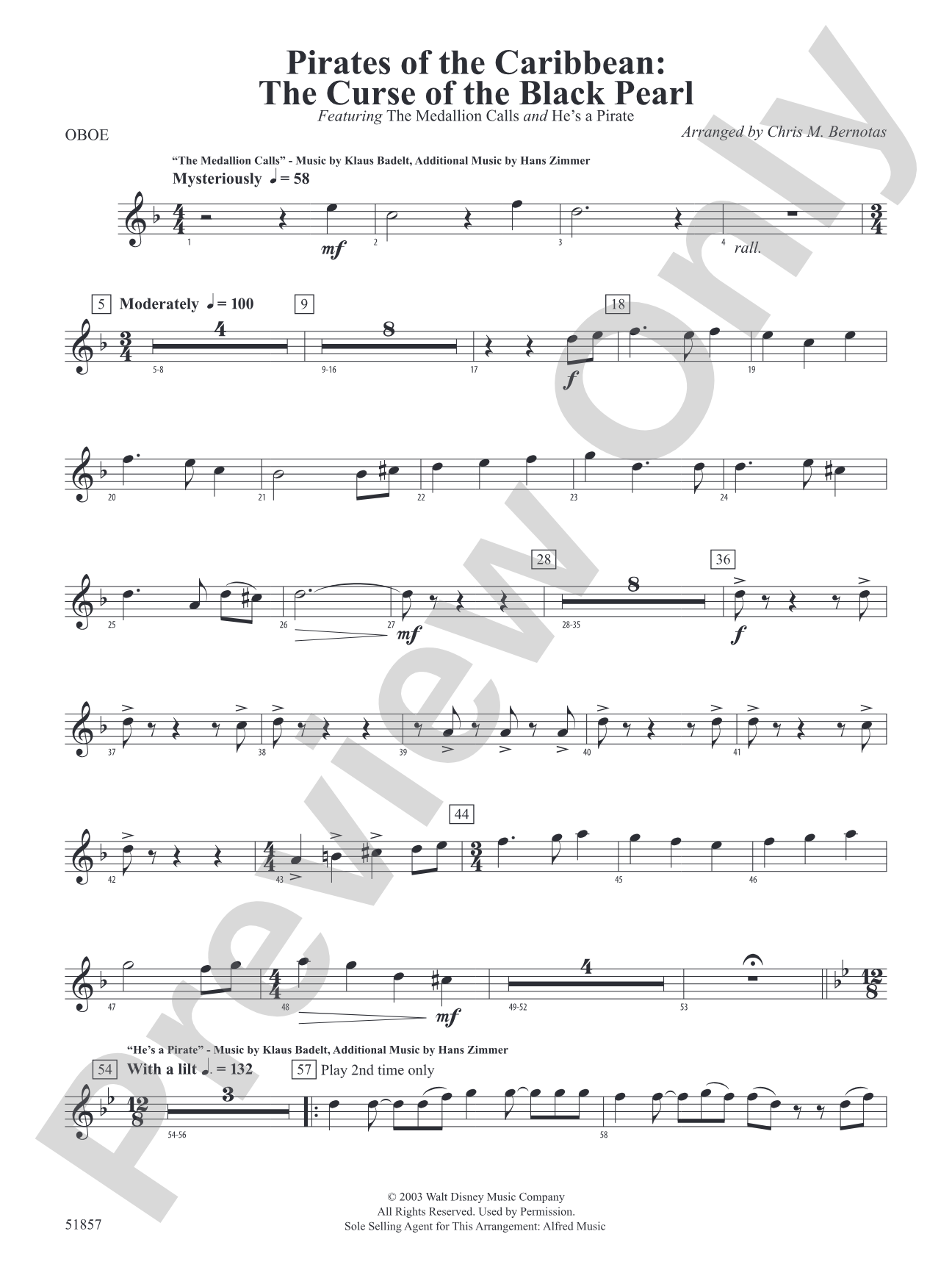 The Pirates of the Caribbean: The Curse of the Black Pearl: Oboe