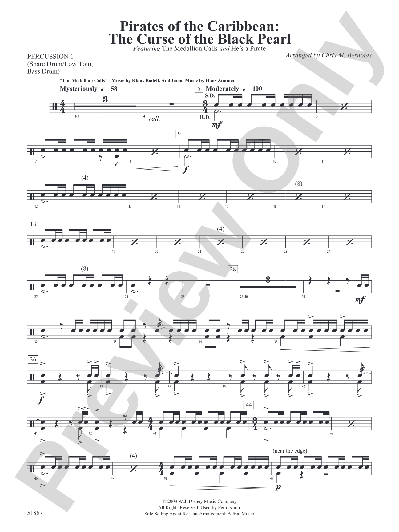 The Pirates of the Caribbean: The Curse of the Black Pearl: 1st Percussion