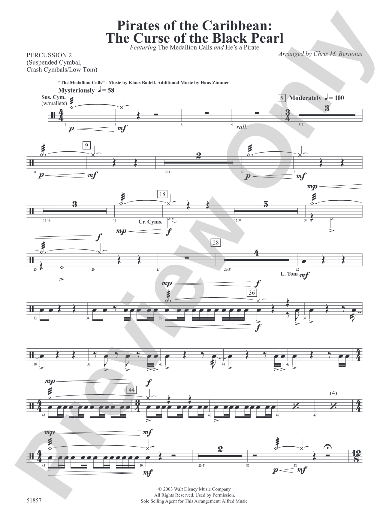 The Pirates of the Caribbean: The Curse of the Black Pearl: 2nd Percussion