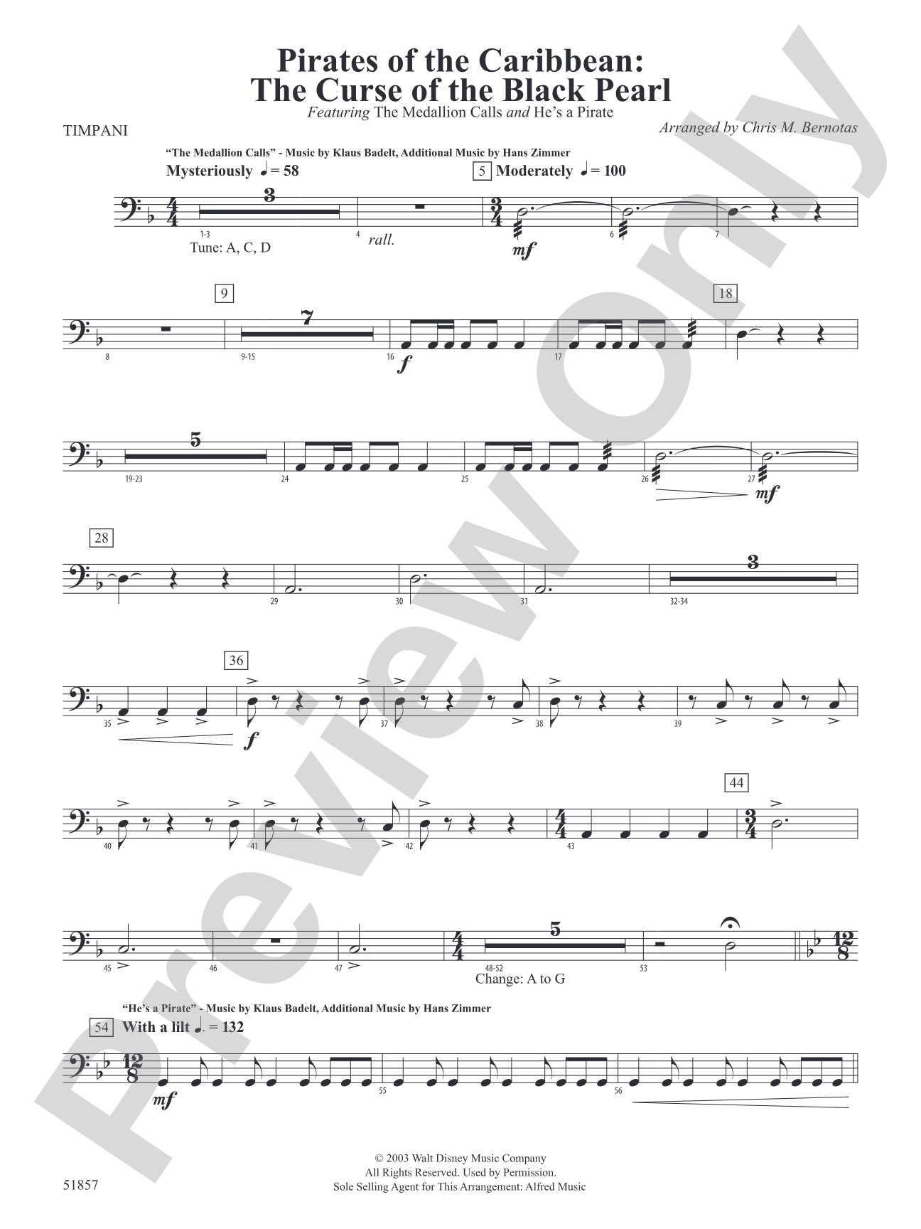 The Pirates of the Caribbean: The Curse of the Black Pearl: Timpani