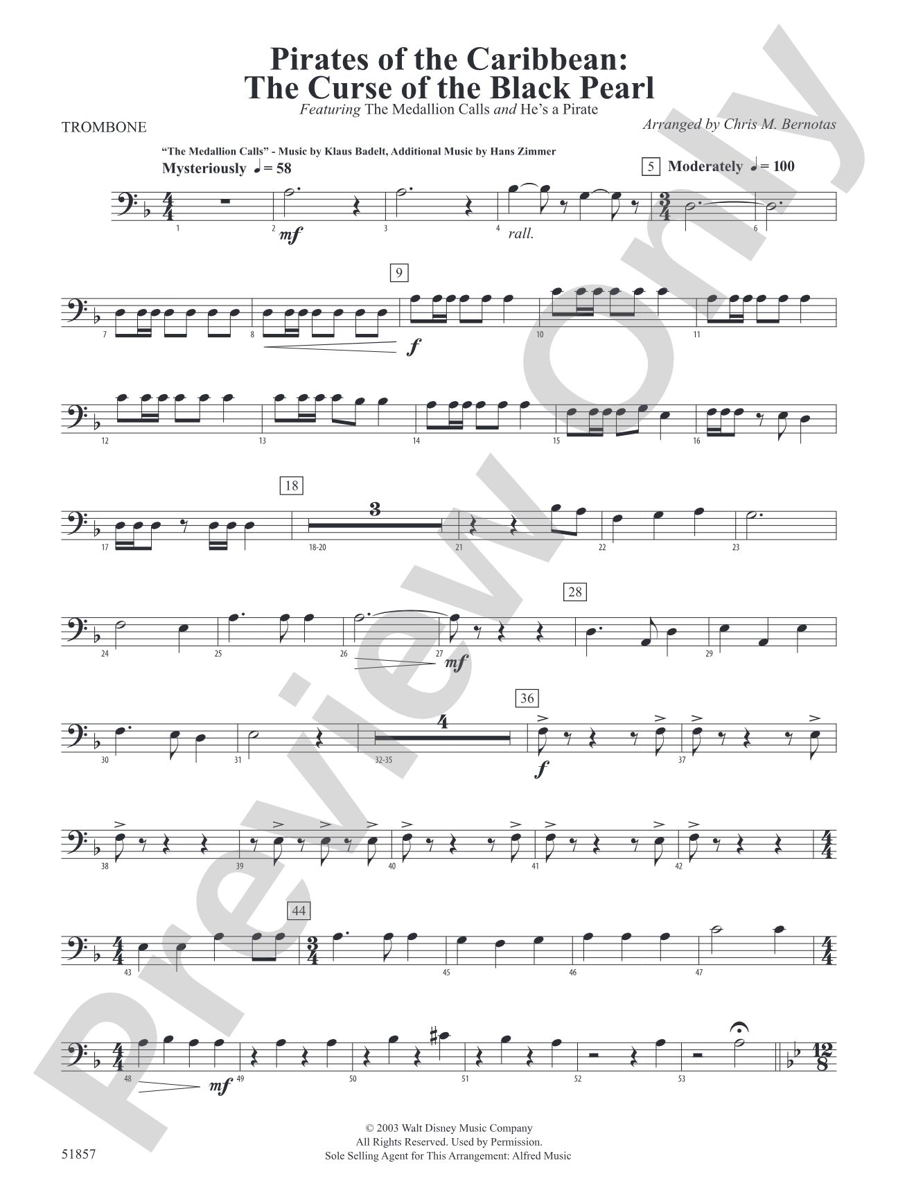 The Pirates of the Caribbean: The Curse of the Black Pearl: 1st Trombone