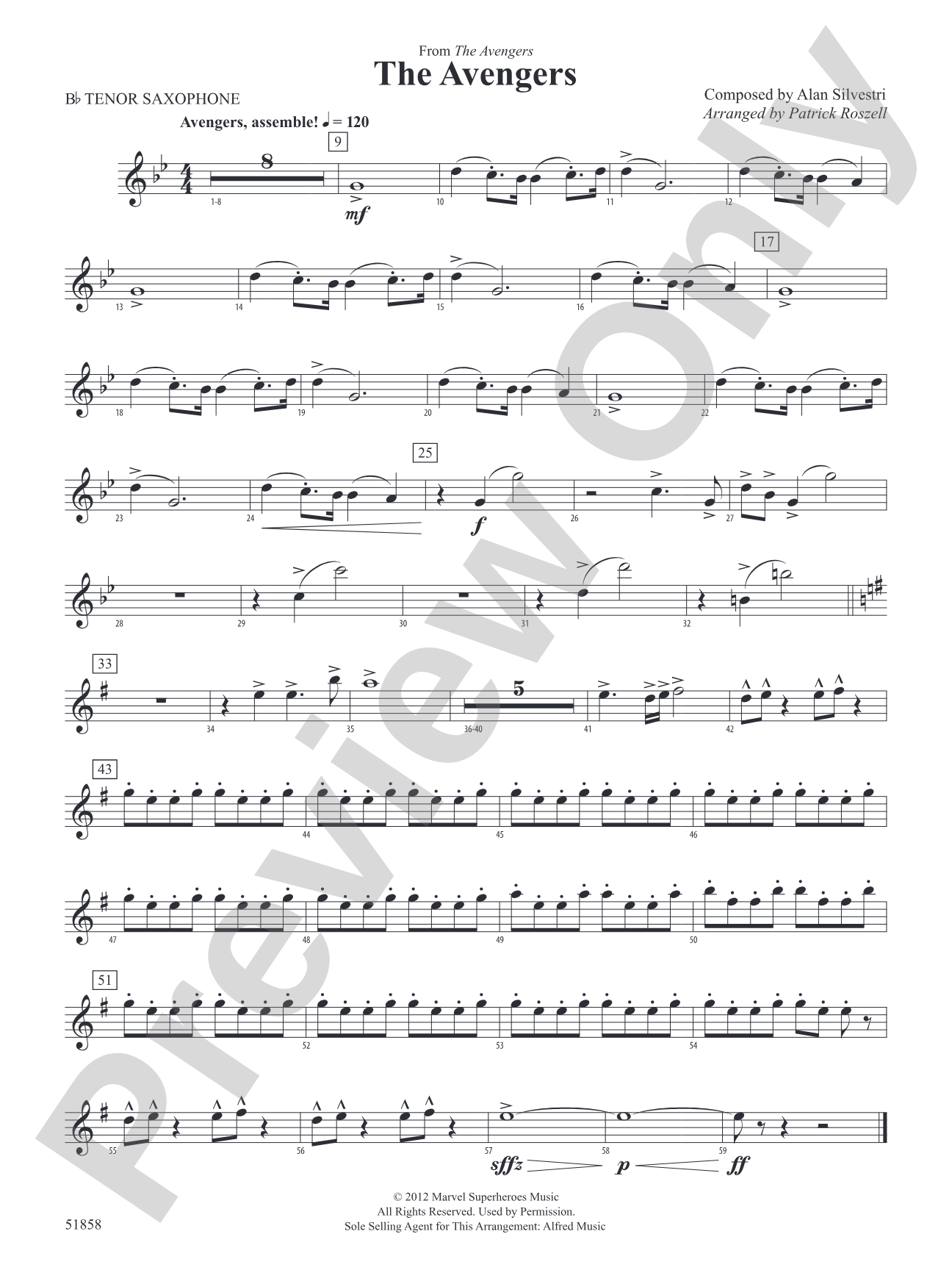 The Avengers: B-flat Tenor Saxophone