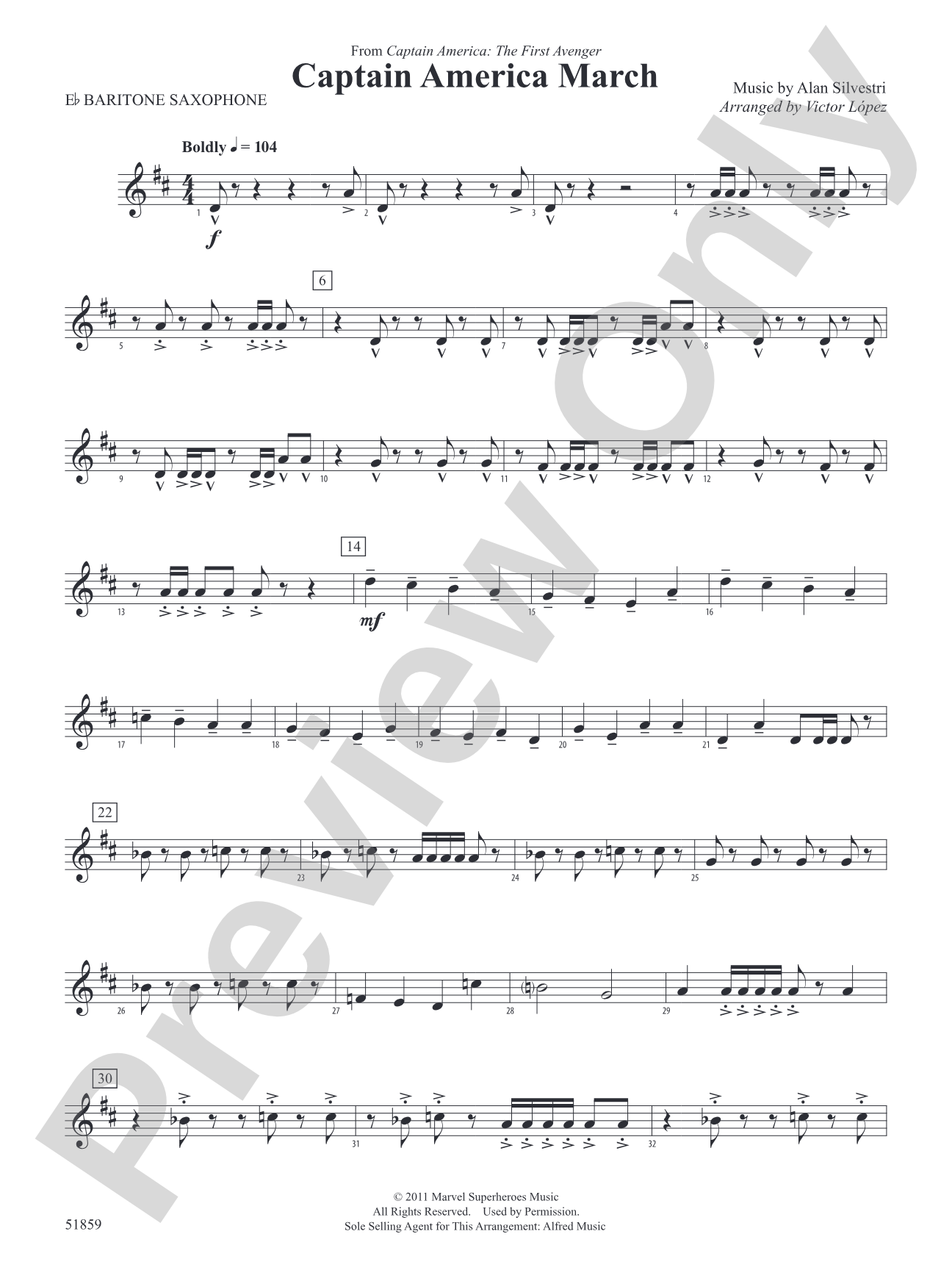 Captain America March: E-flat Baritone Saxophone
