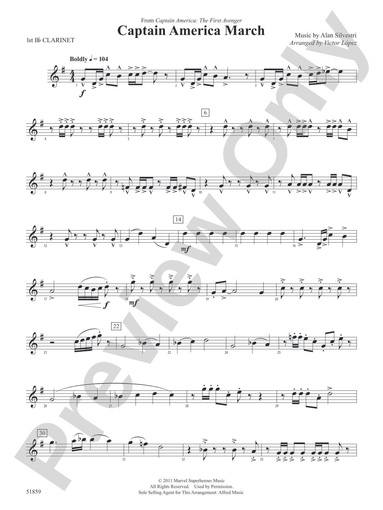 Captain America March: 1st B-flat Clarinet