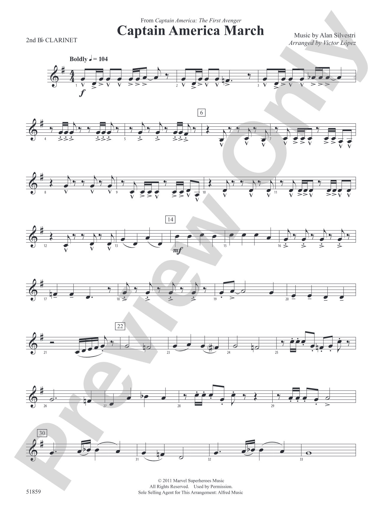 Captain America March: 2nd B-flat Clarinet