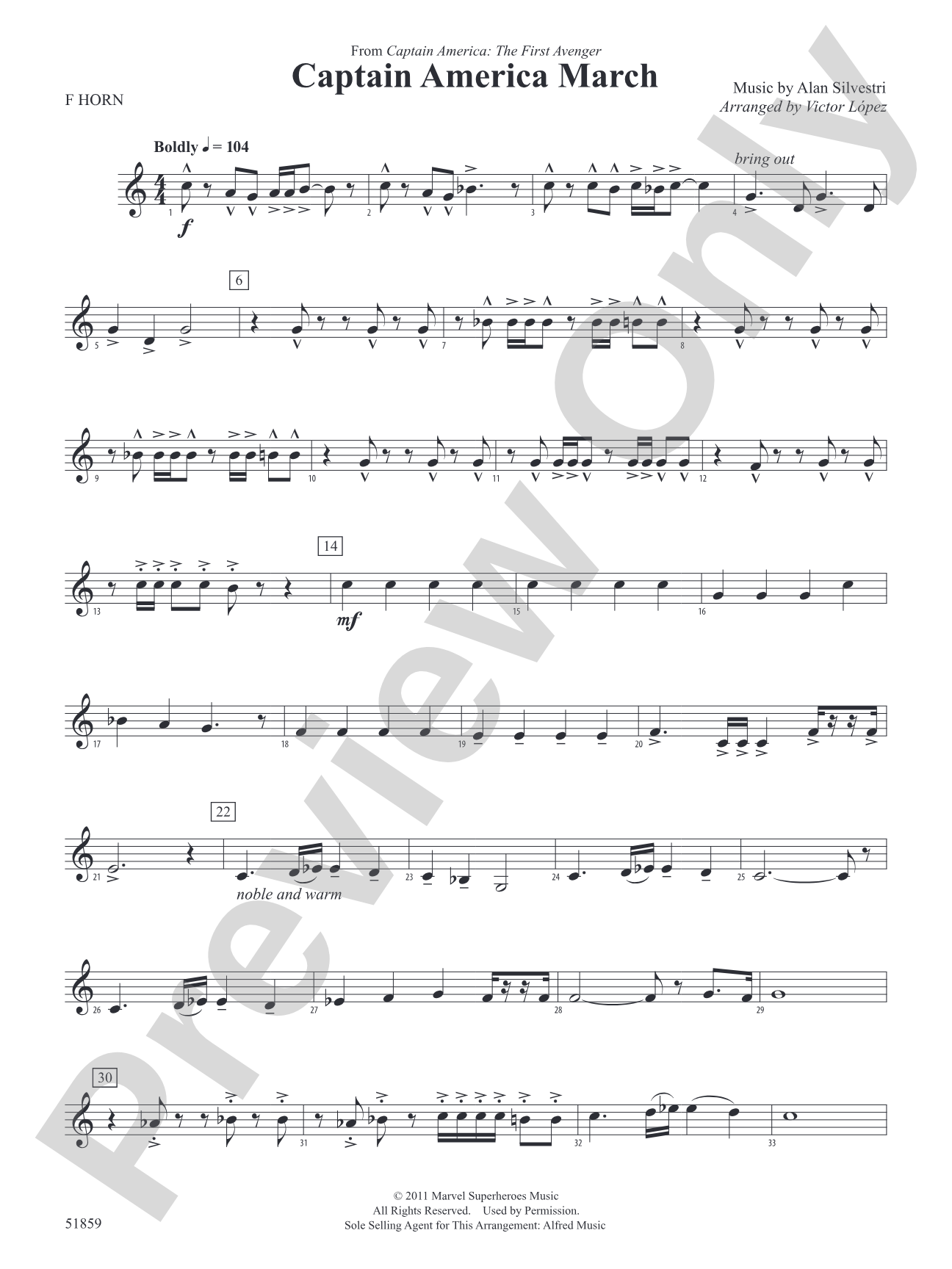 Captain America March: 1st F Horn