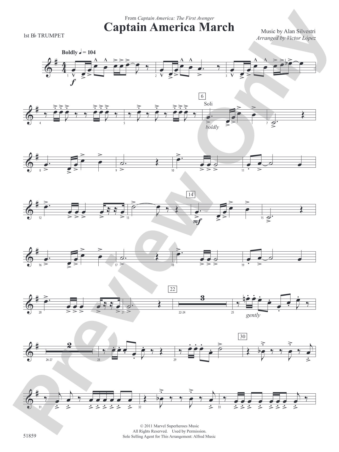 Captain America March: 1st B-flat Trumpet