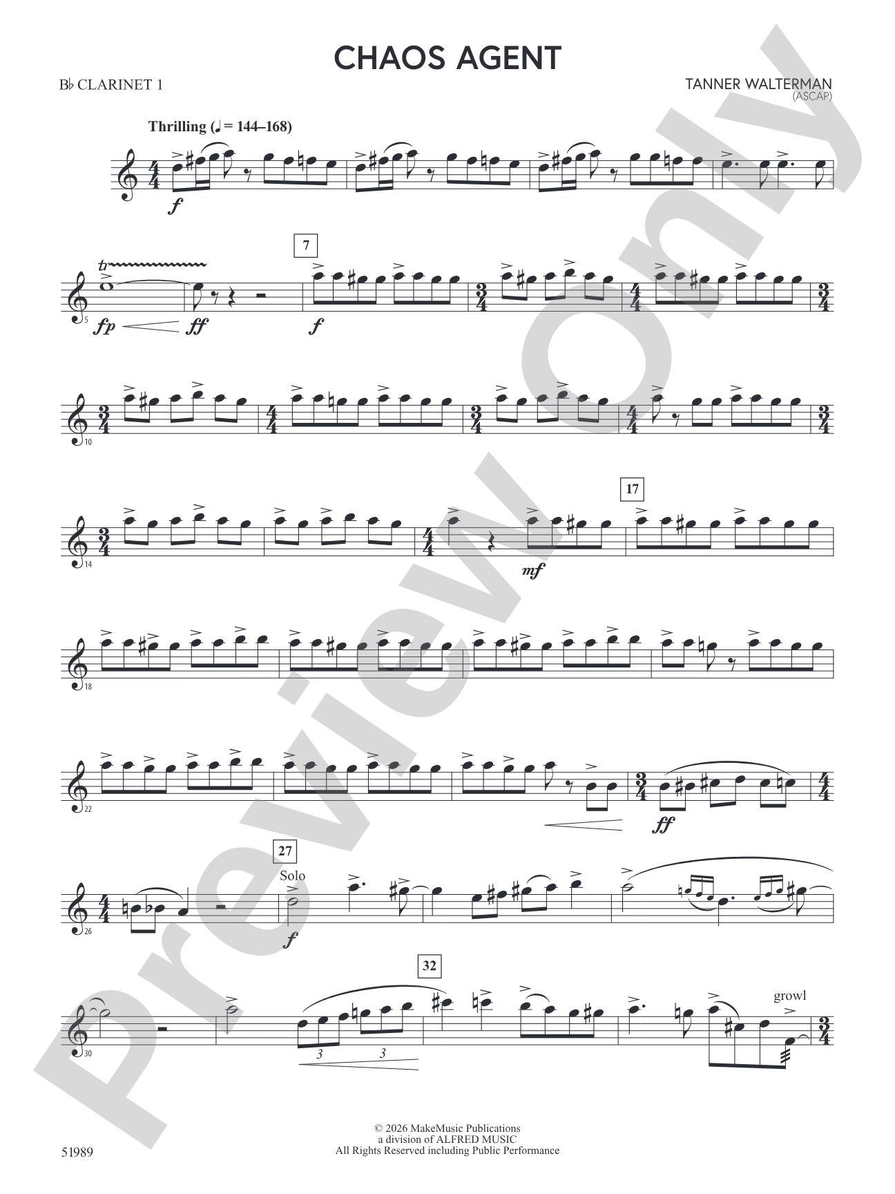 Chaos Agent: 1st B-flat Clarinet
