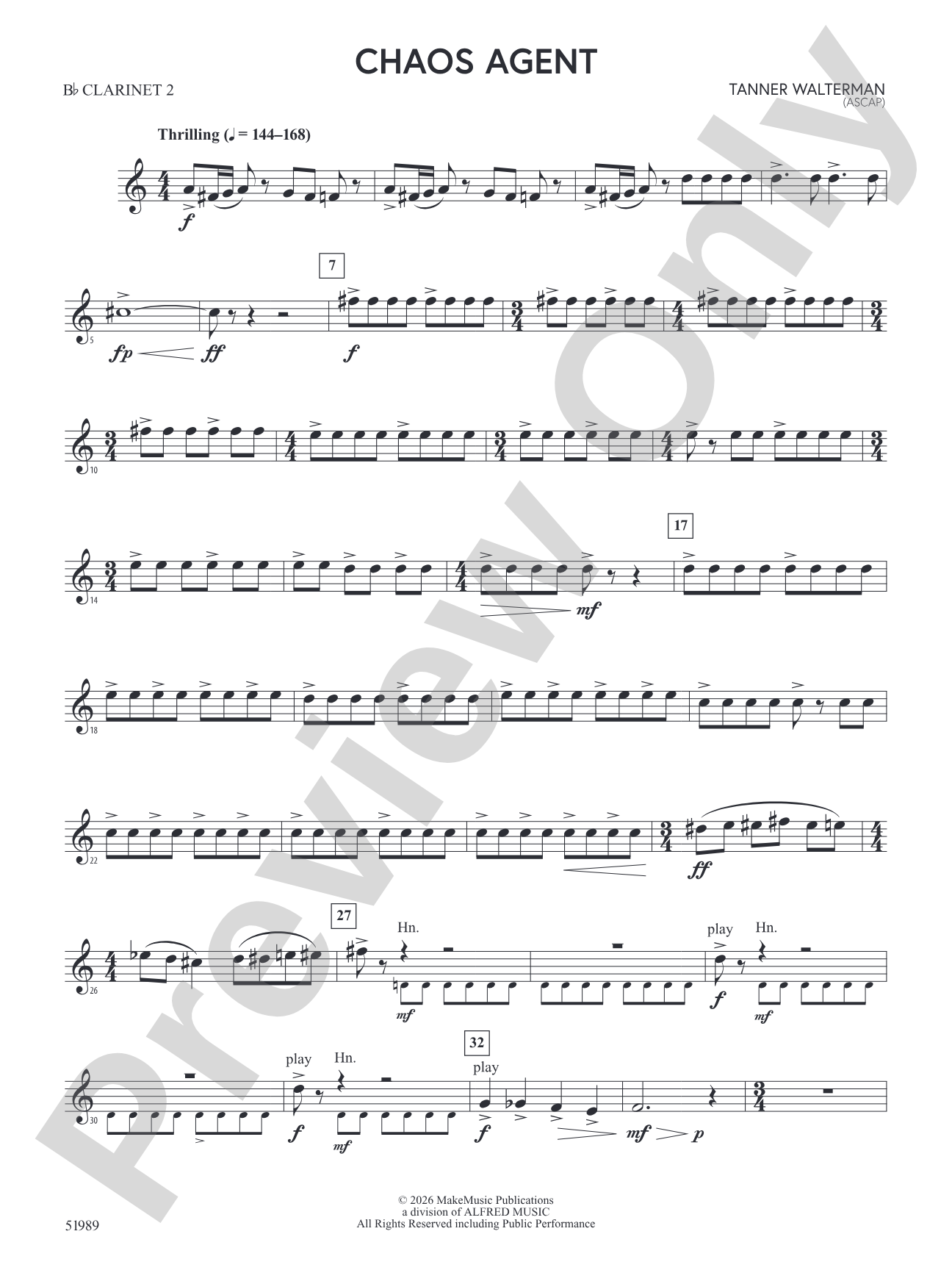 Chaos Agent: 2nd B-flat Clarinet