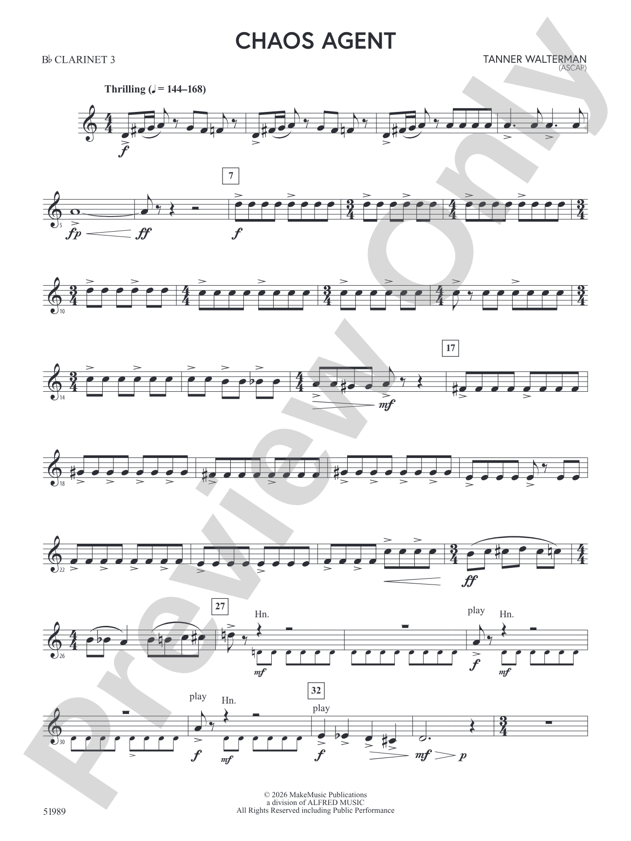 Chaos Agent: 3rd B-flat Clarinet