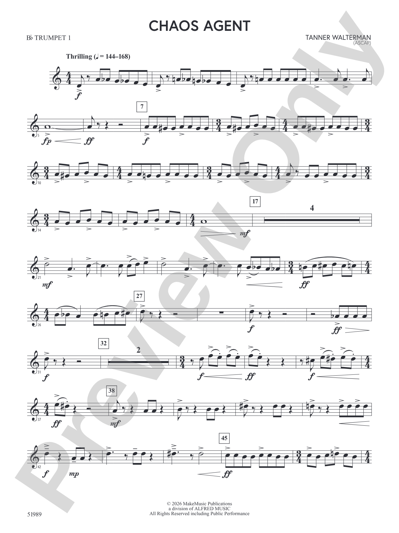 Chaos Agent: 1st B-flat Trumpet