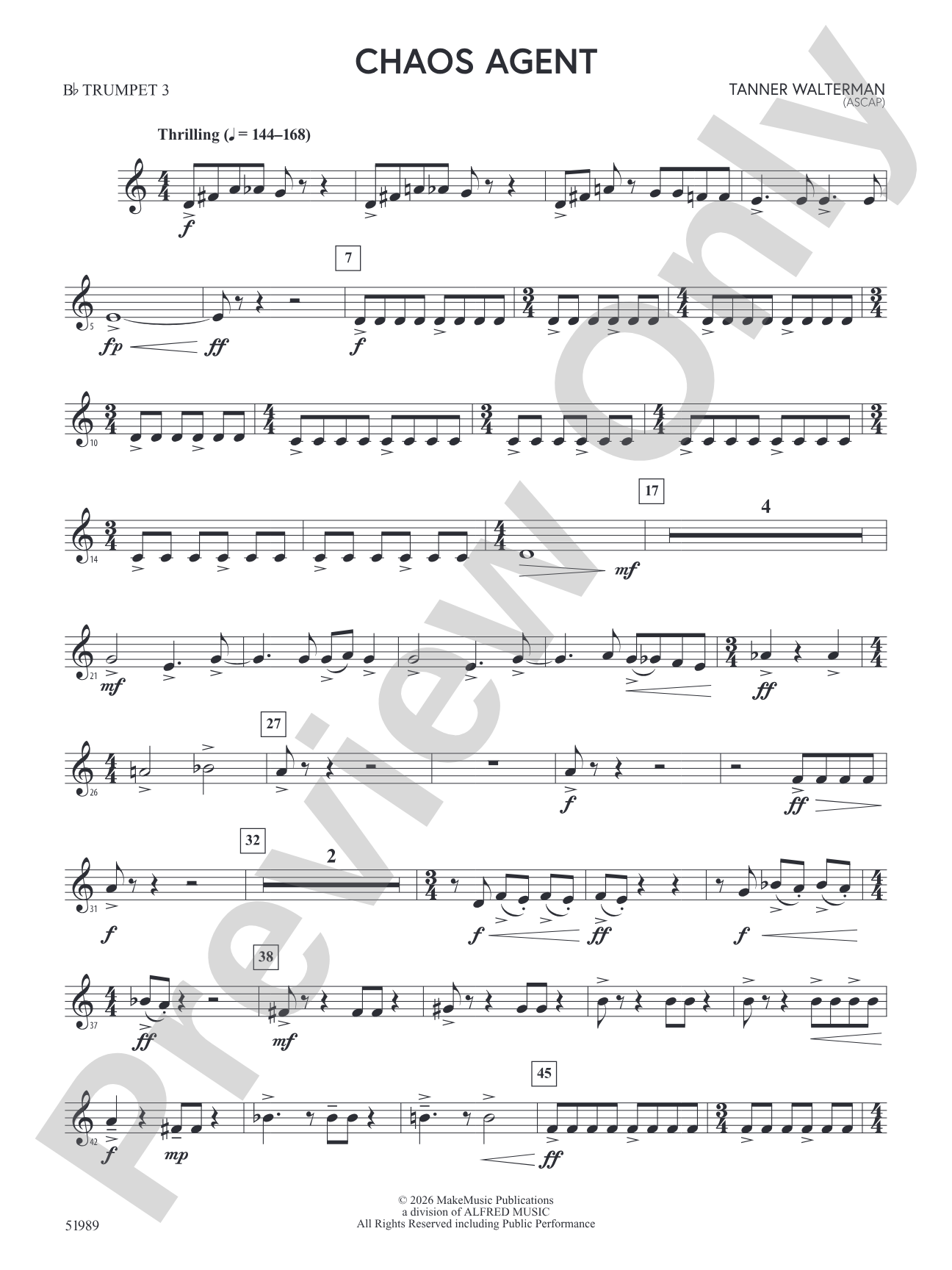 Chaos Agent: 3rd B-flat Trumpet