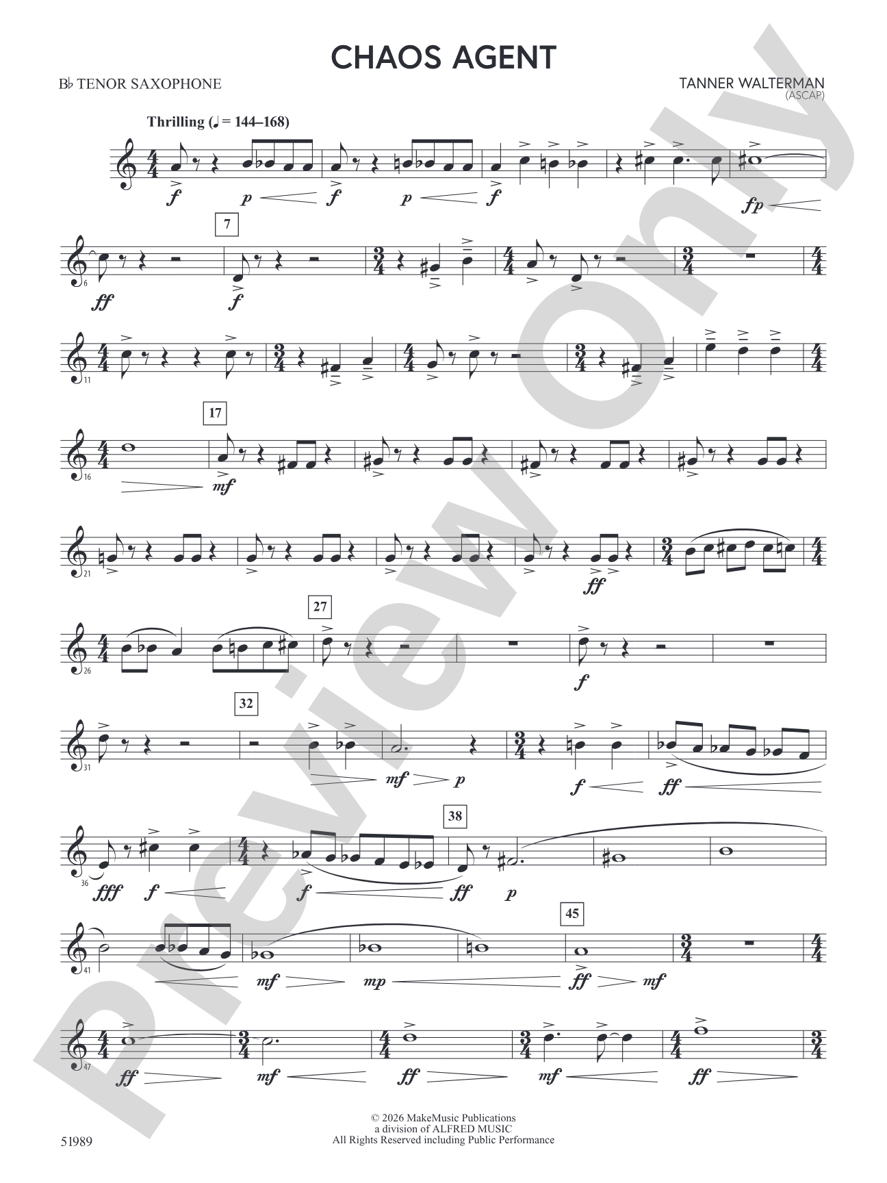 Chaos Agent: B-flat Tenor Saxophone