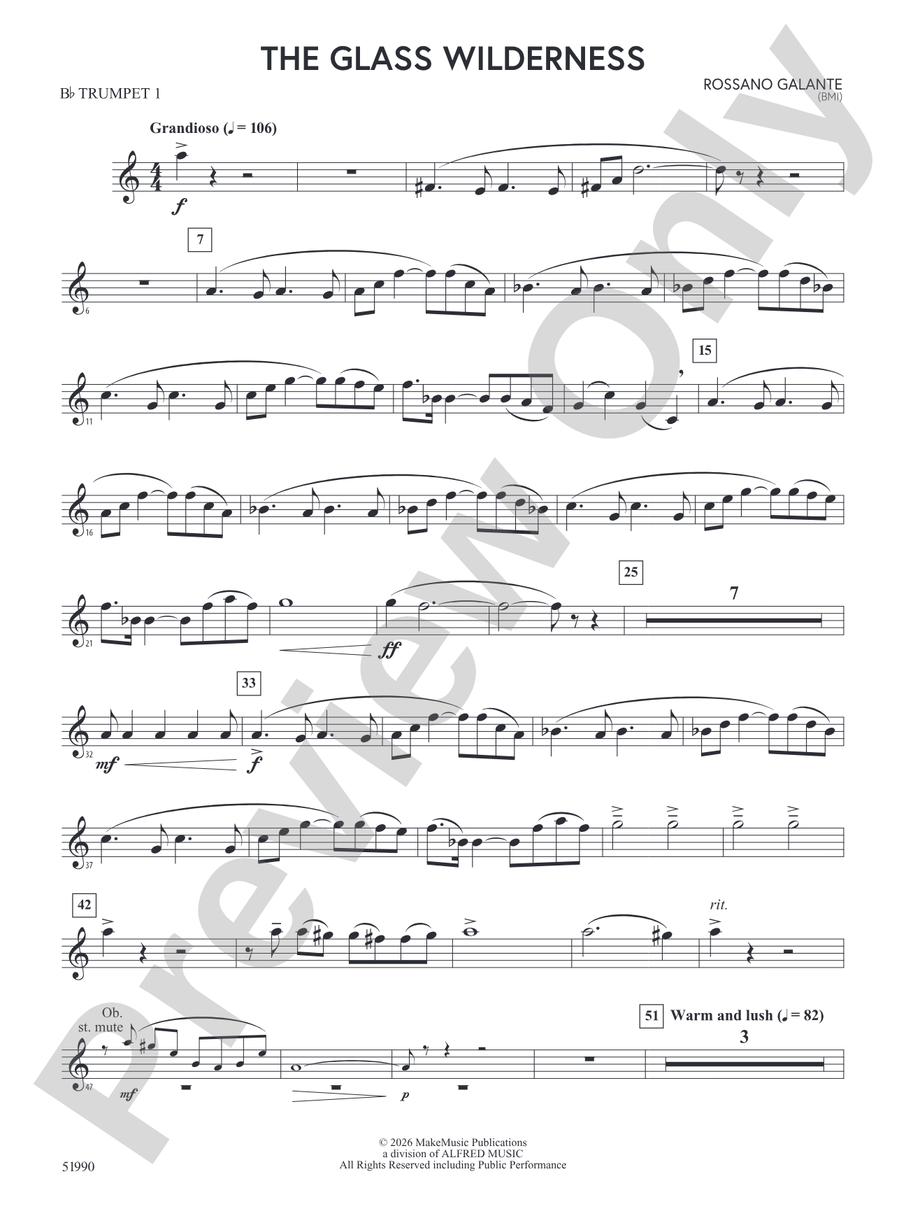 The Glass Wilderness: 1st B-flat Trumpet