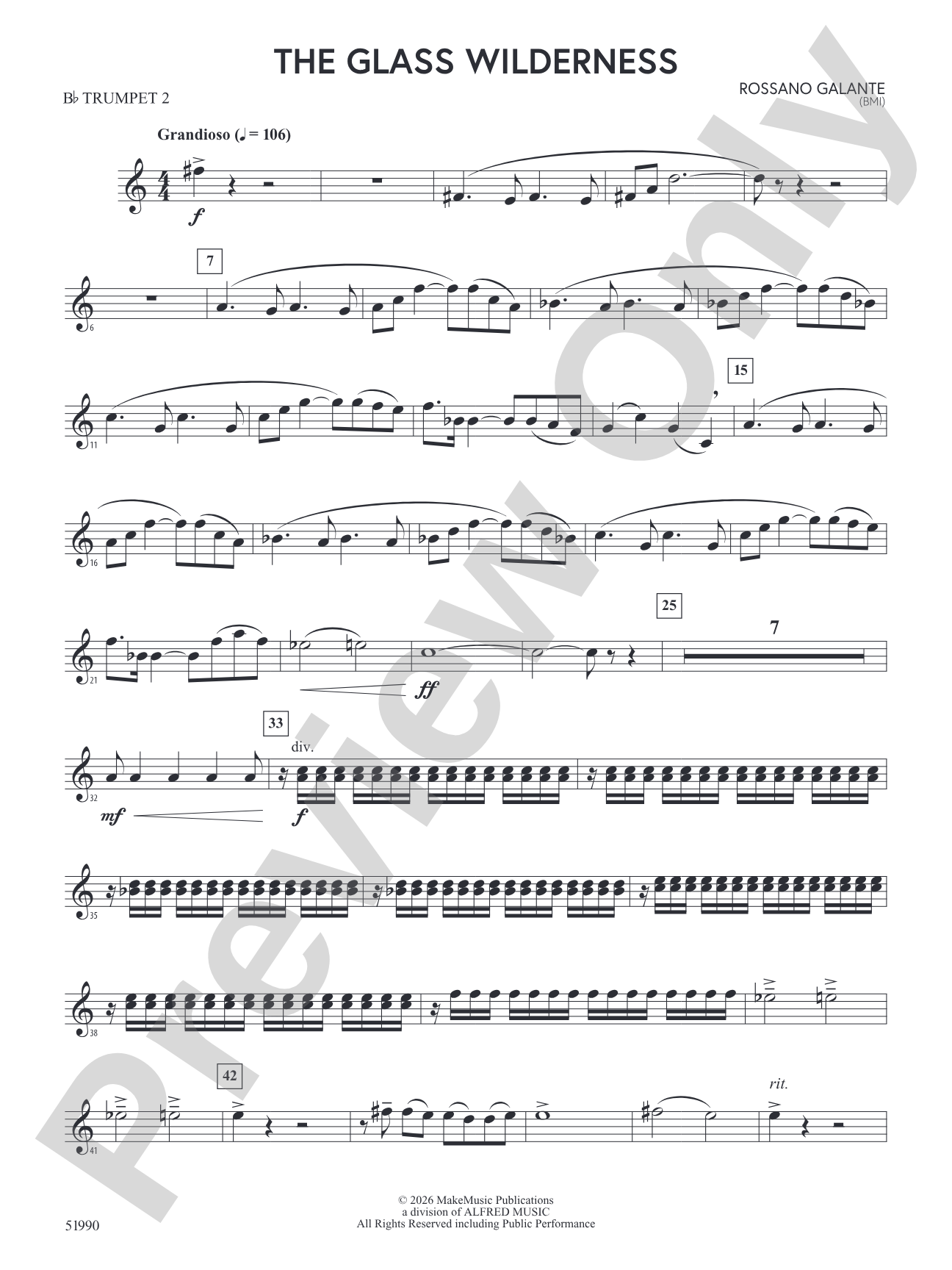 The Glass Wilderness: 2nd B-flat Trumpet