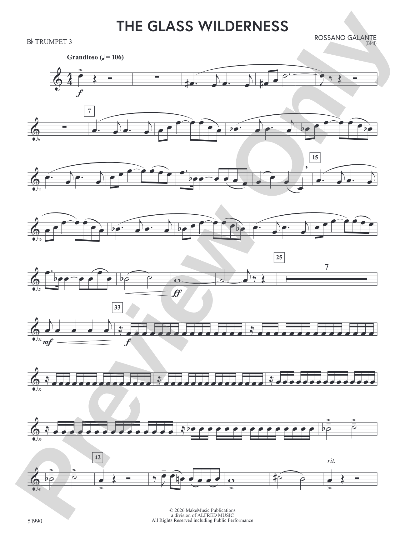 The Glass Wilderness: 3rd B-flat Trumpet
