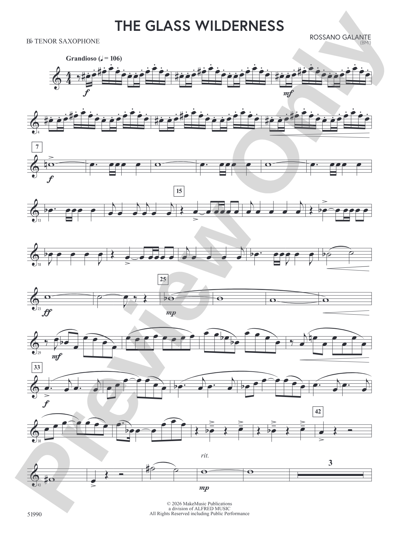 The Glass Wilderness: B-flat Tenor Saxophone