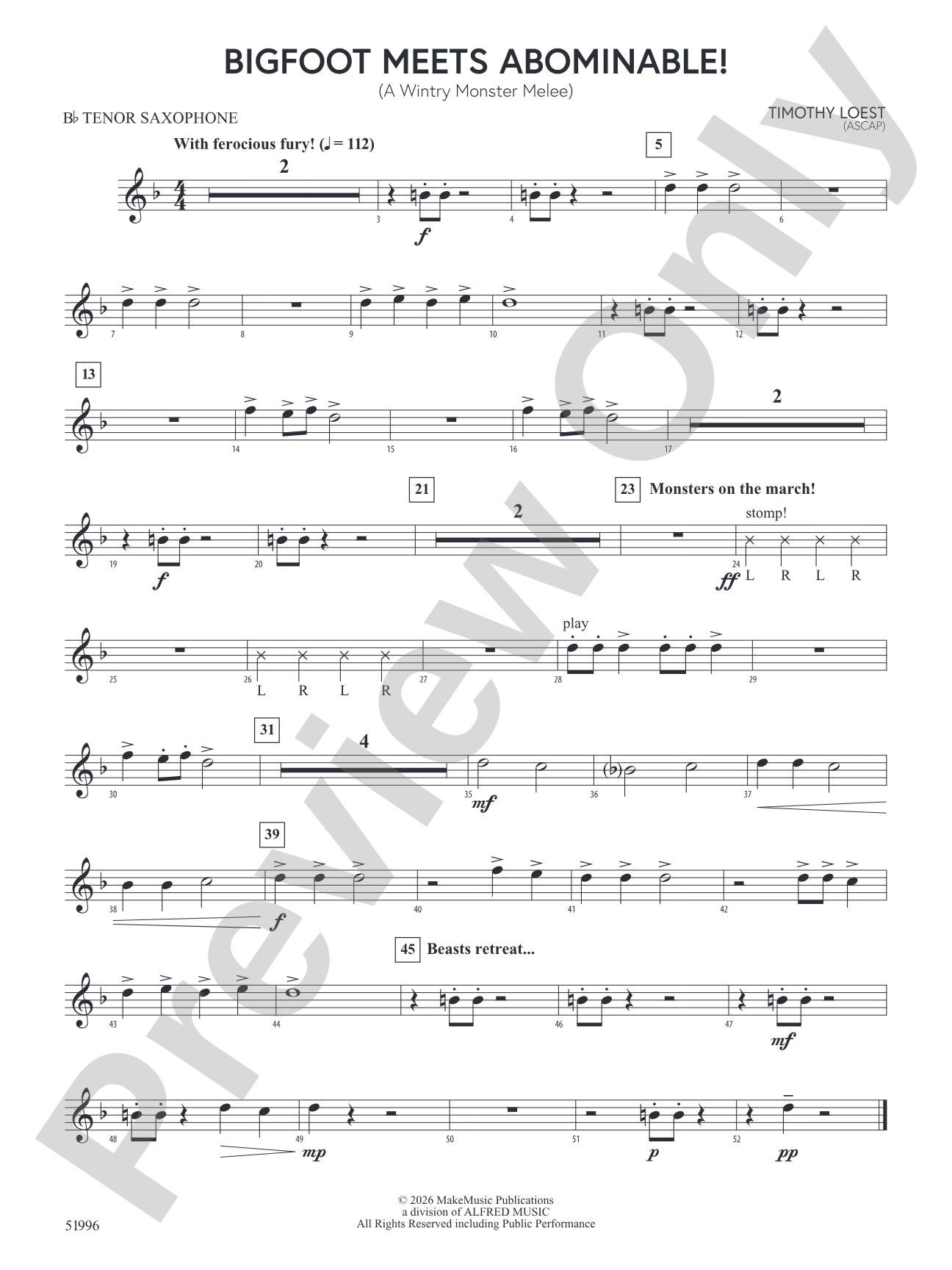 Bigfoot Meets Abominable!: B-flat Tenor Saxophone