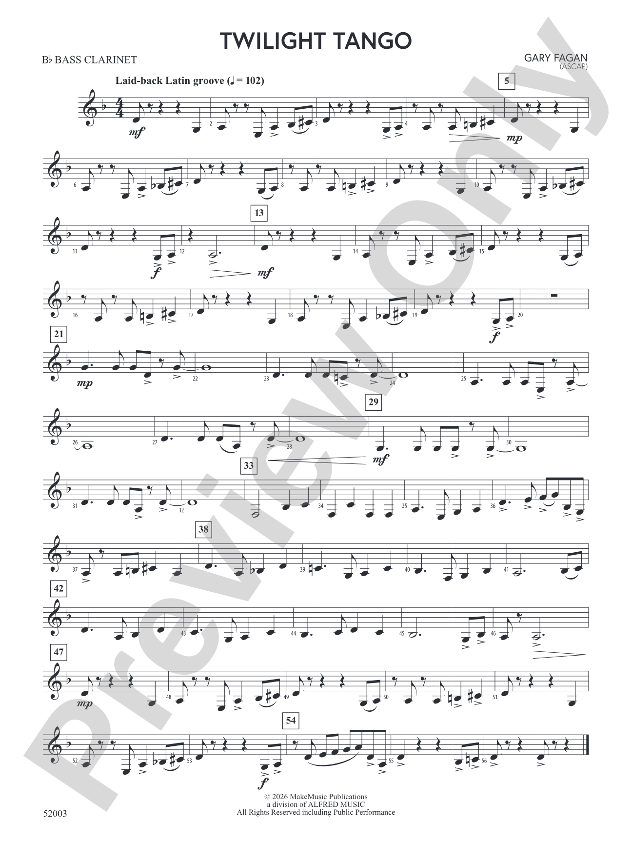 Twilight Tango: B-flat Bass Clarinet