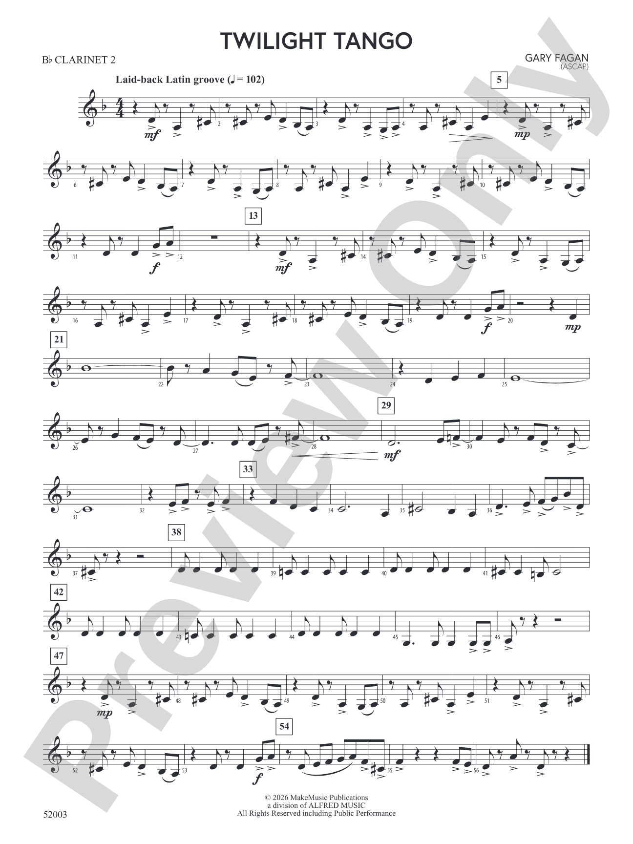 Twilight Tango: 2nd B-flat Clarinet