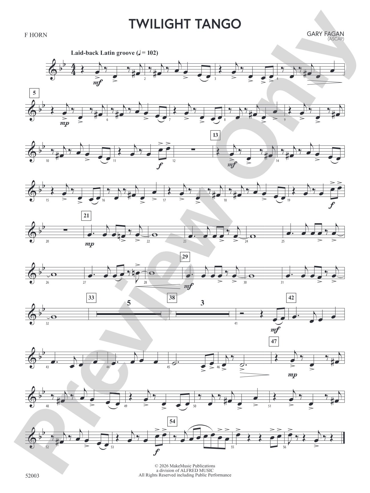 Twilight Tango: 1st F Horn