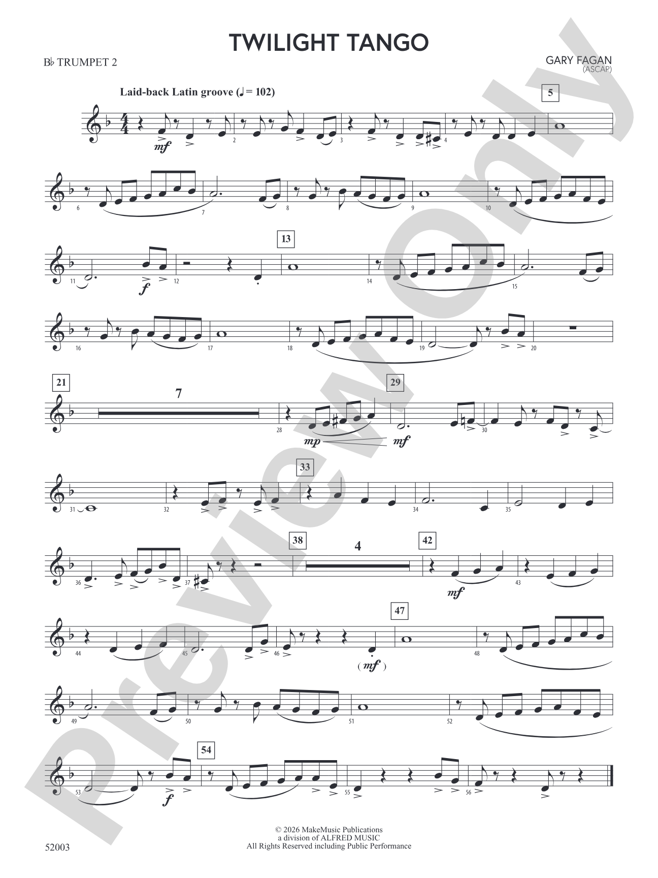 Twilight Tango: 2nd B-flat Trumpet