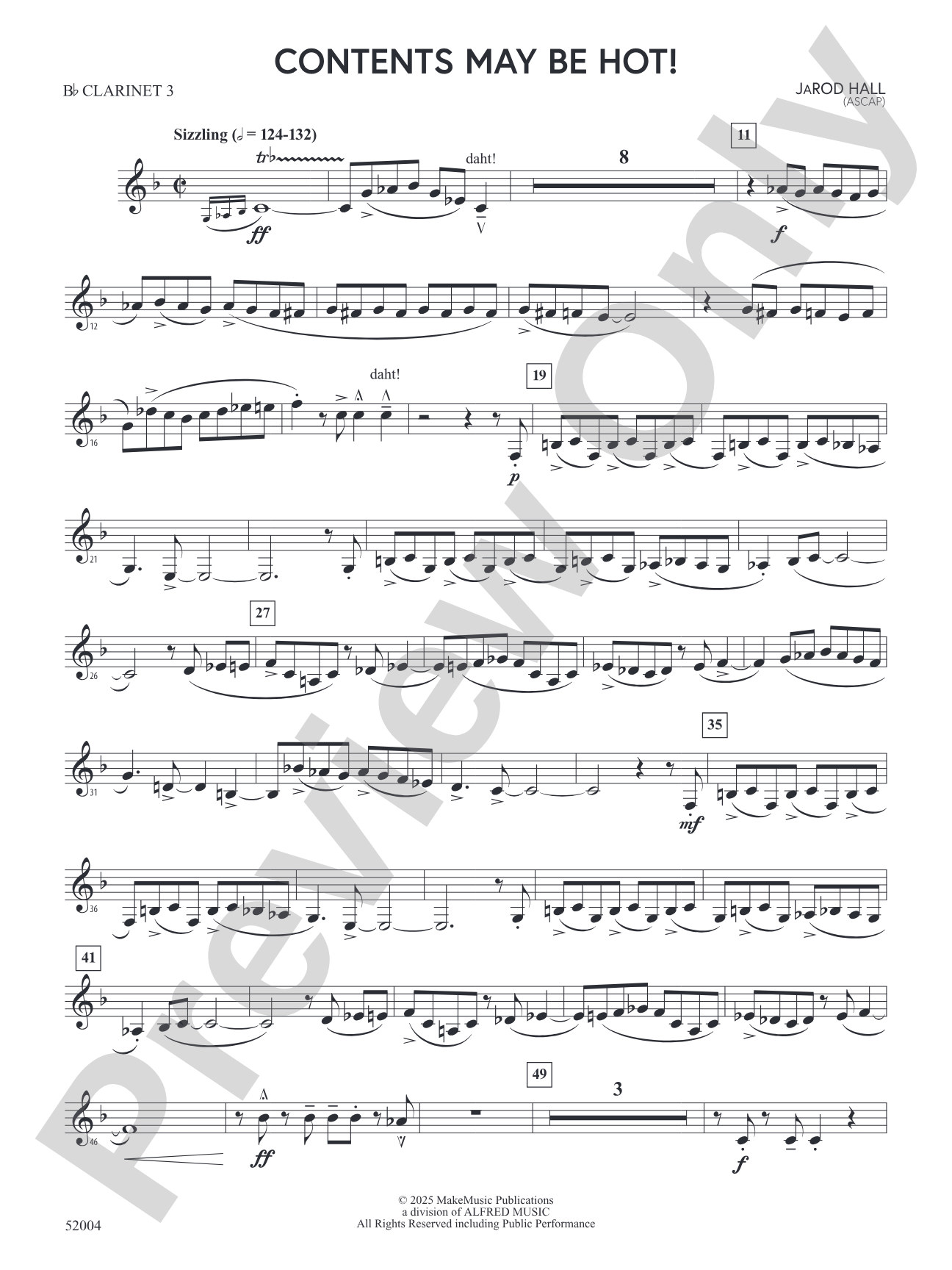 Contents May Be Hot!: 3rd B-flat Clarinet
