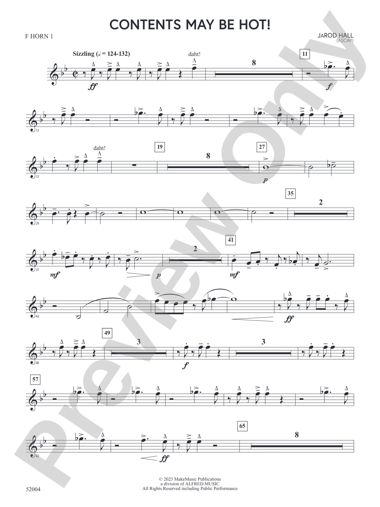 Contents May Be Hot!: 1st F Horn