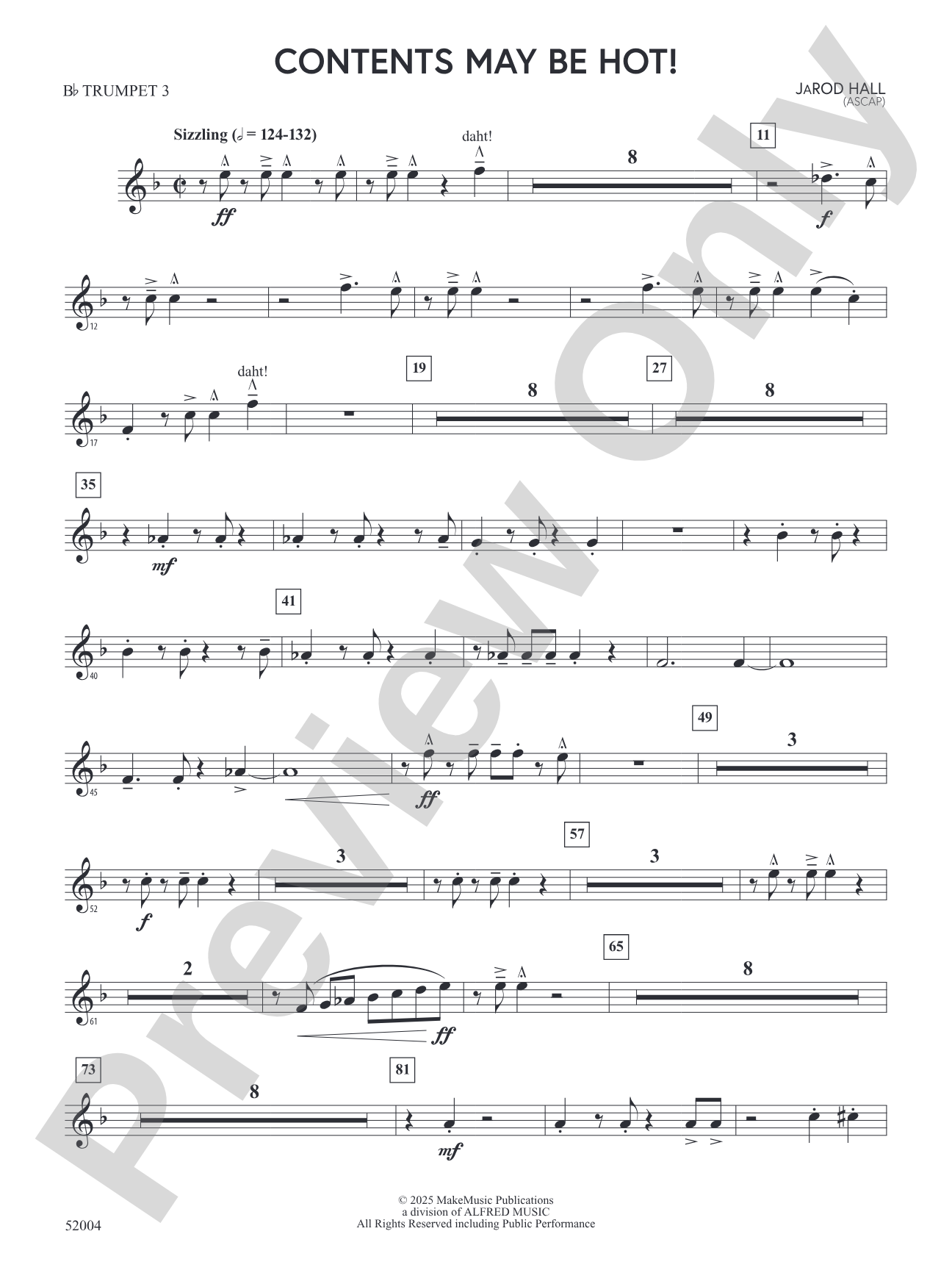 Contents May Be Hot!: 3rd B-flat Trumpet