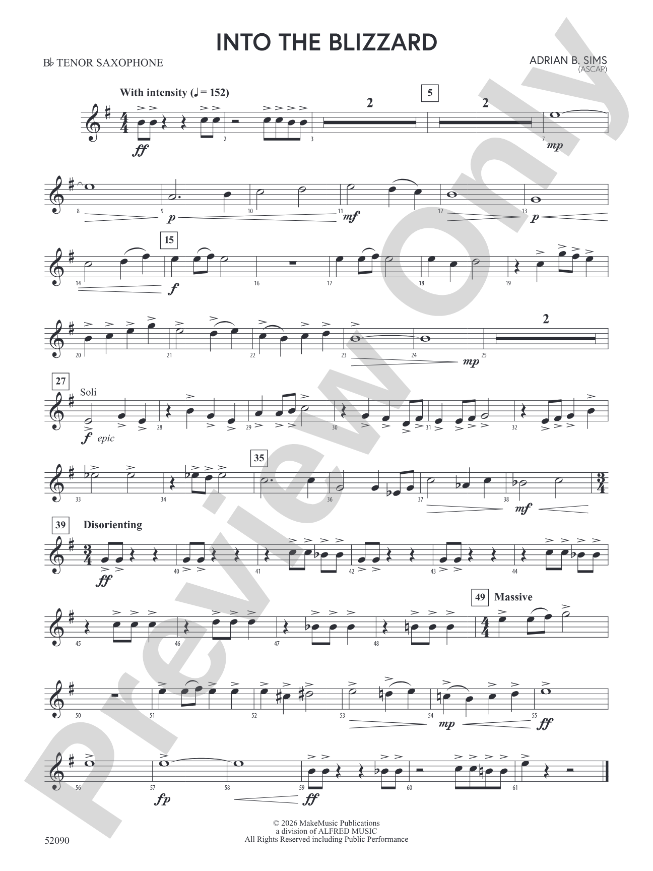 Into the Blizzard: B-flat Tenor Saxophone