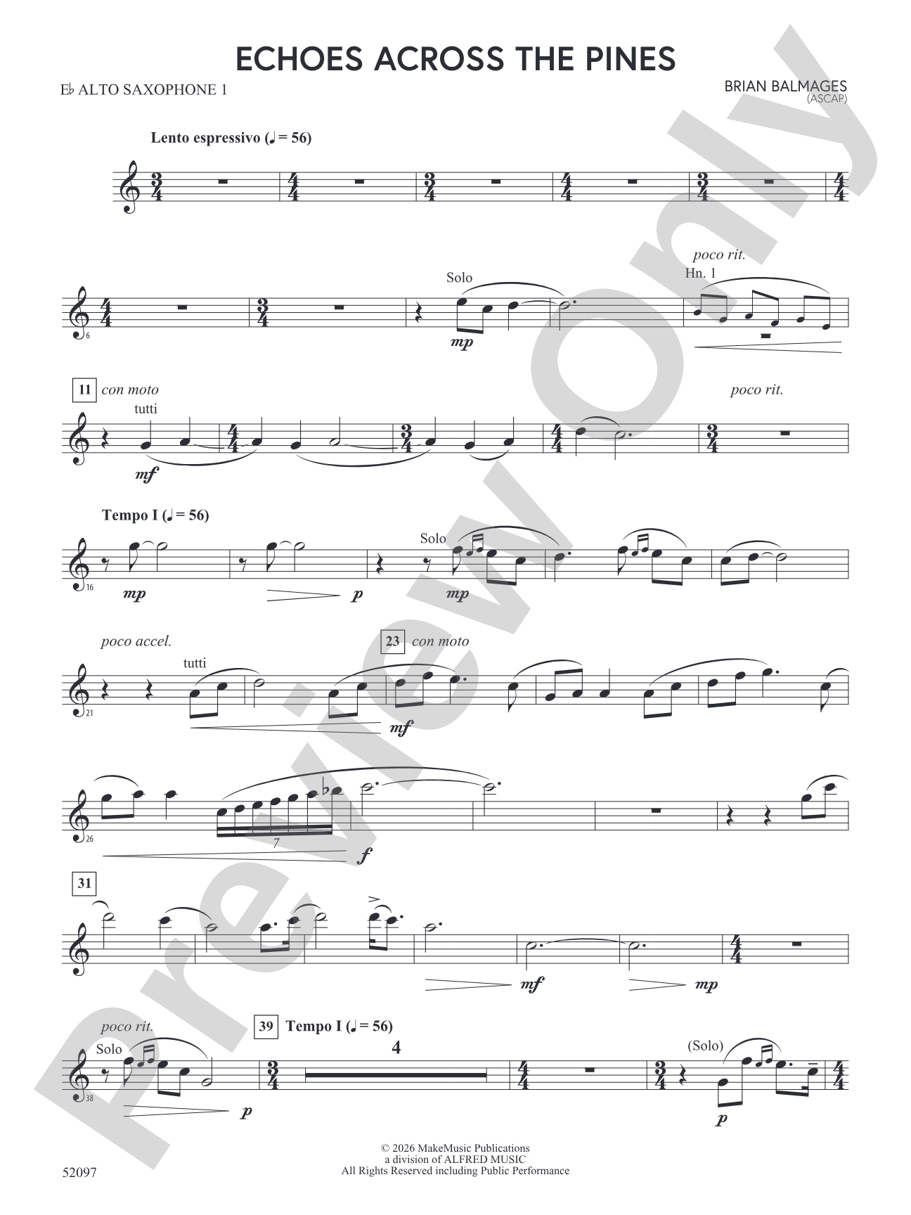 Echoes Across the Pines: E-flat Alto Saxophone