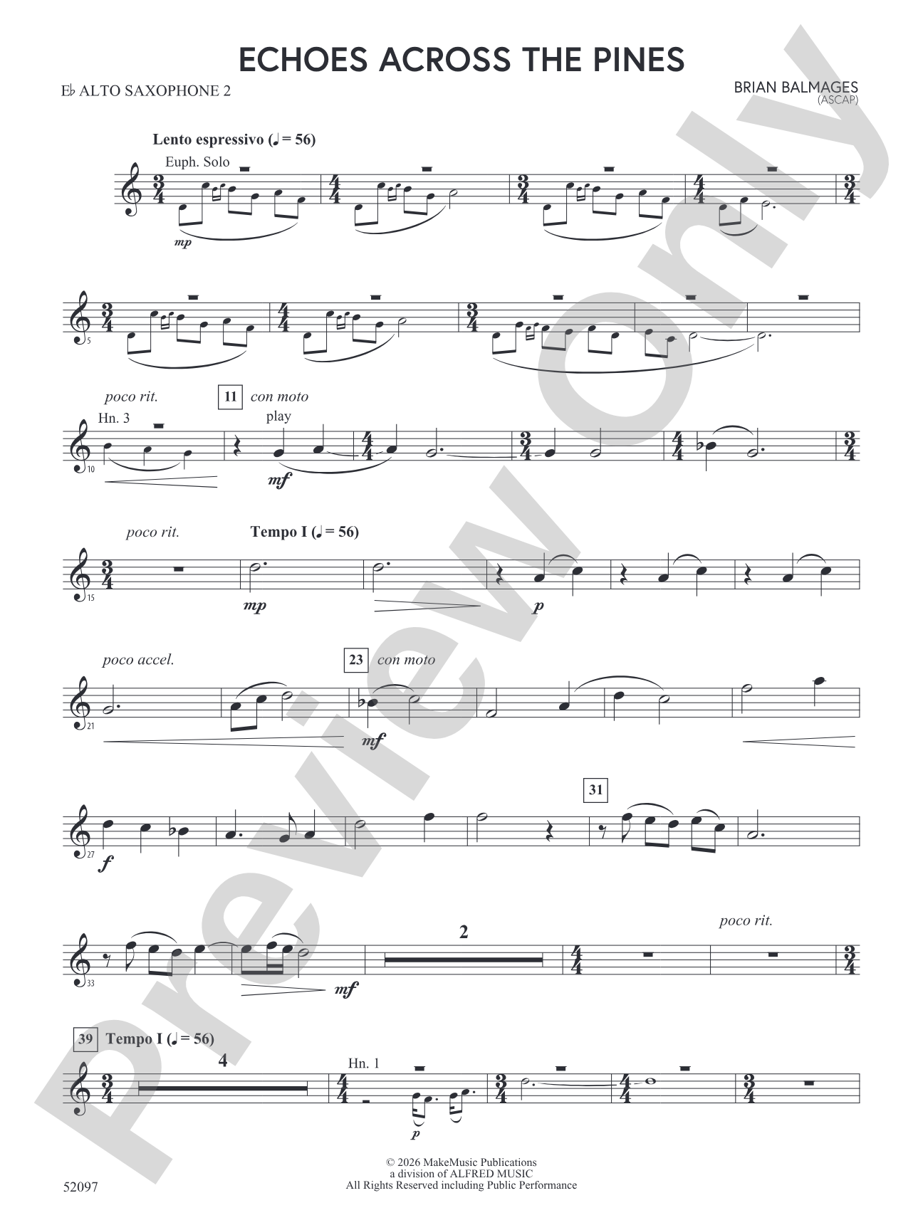 Echoes Across the Pines: 2nd E-flat Alto Saxophone