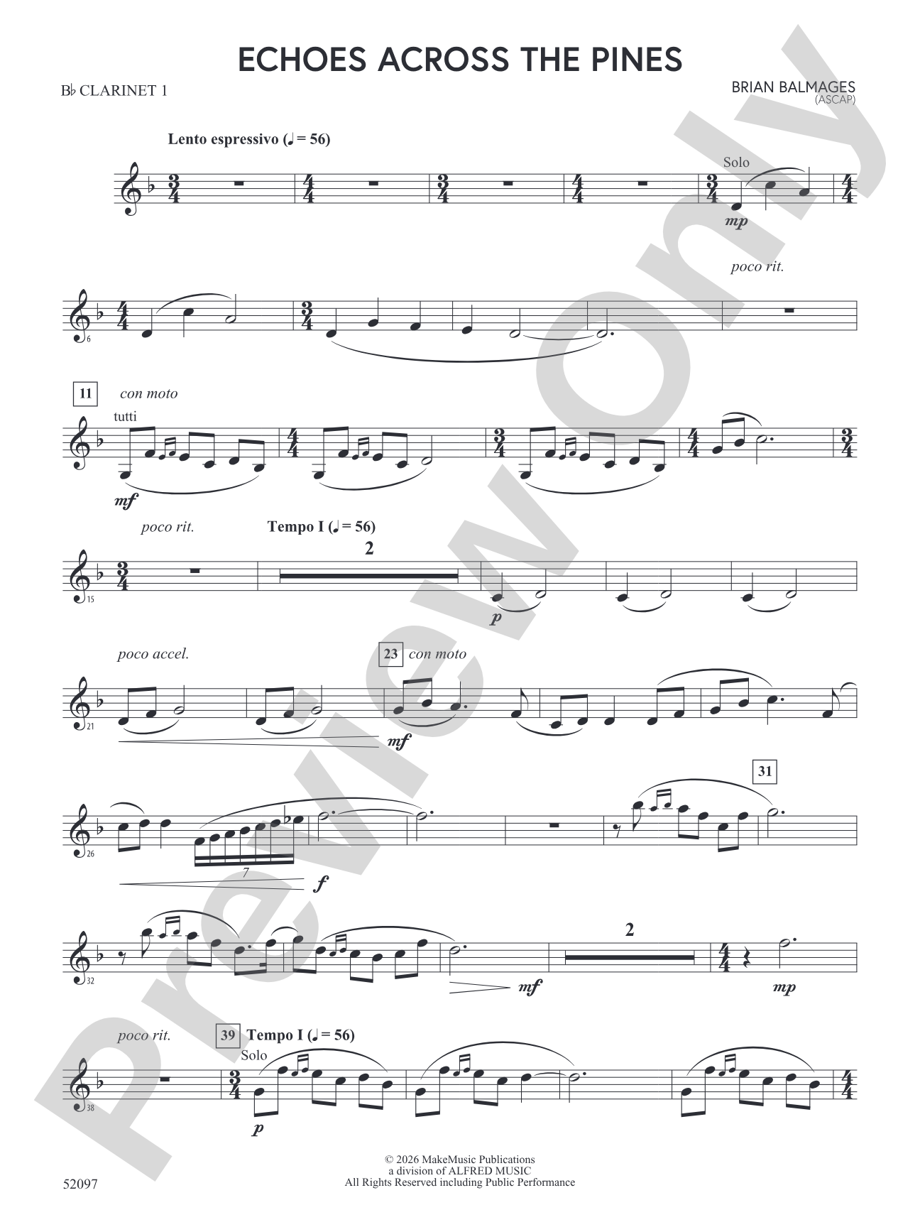 Echoes Across the Pines: 1st B-flat Clarinet