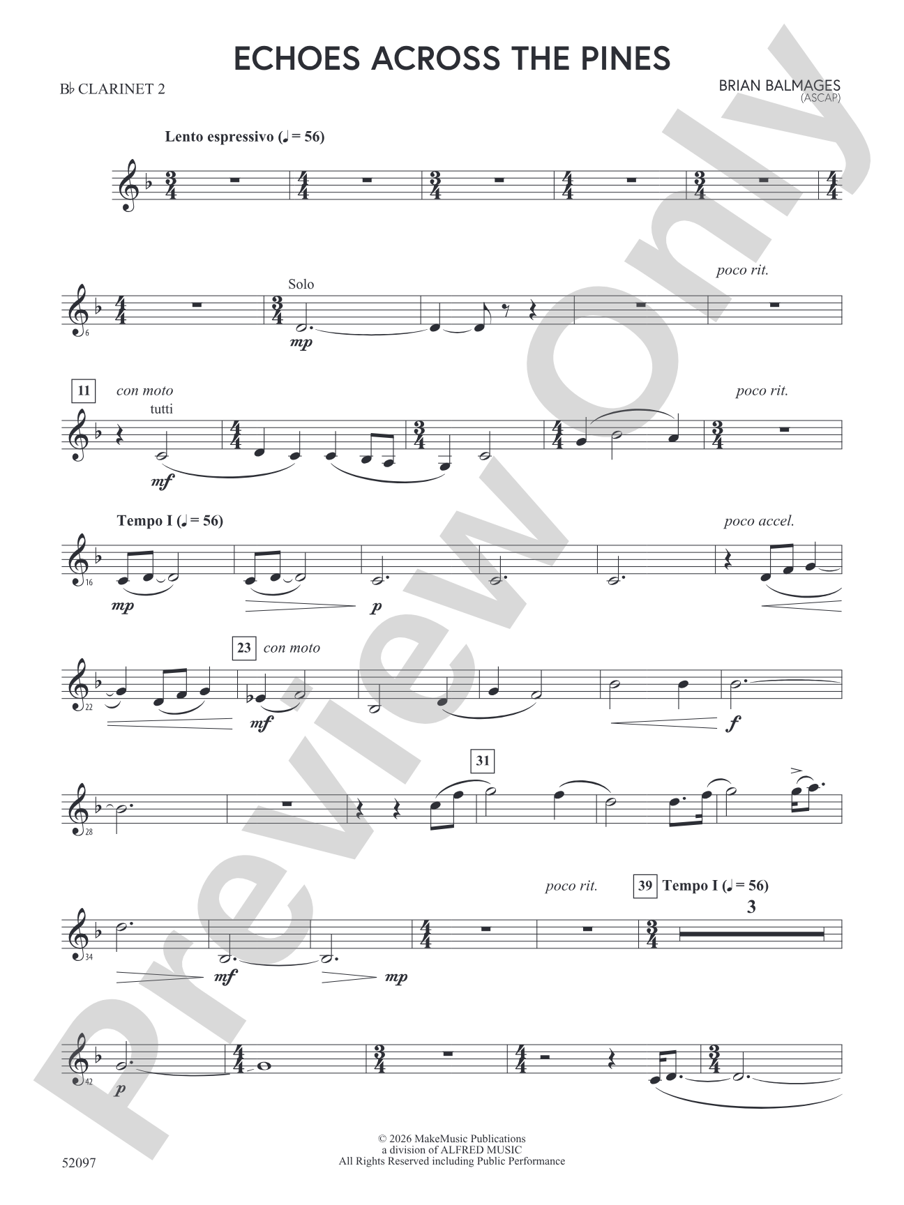 Echoes Across the Pines: 2nd B-flat Clarinet