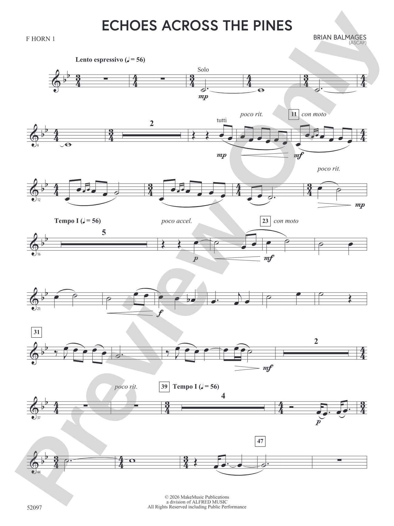 Echoes Across the Pines: 1st F Horn