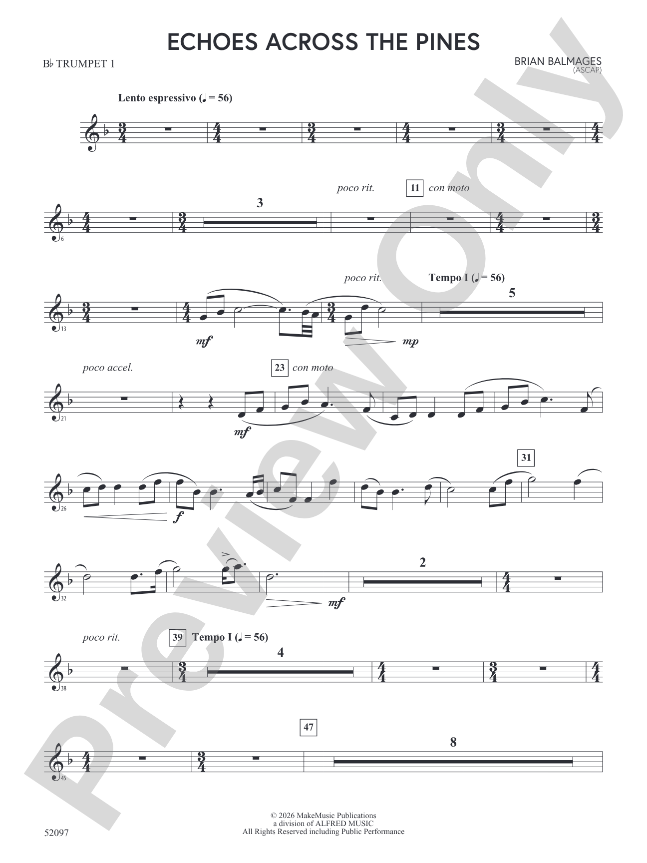 Echoes Across the Pines: 1st B-flat Trumpet