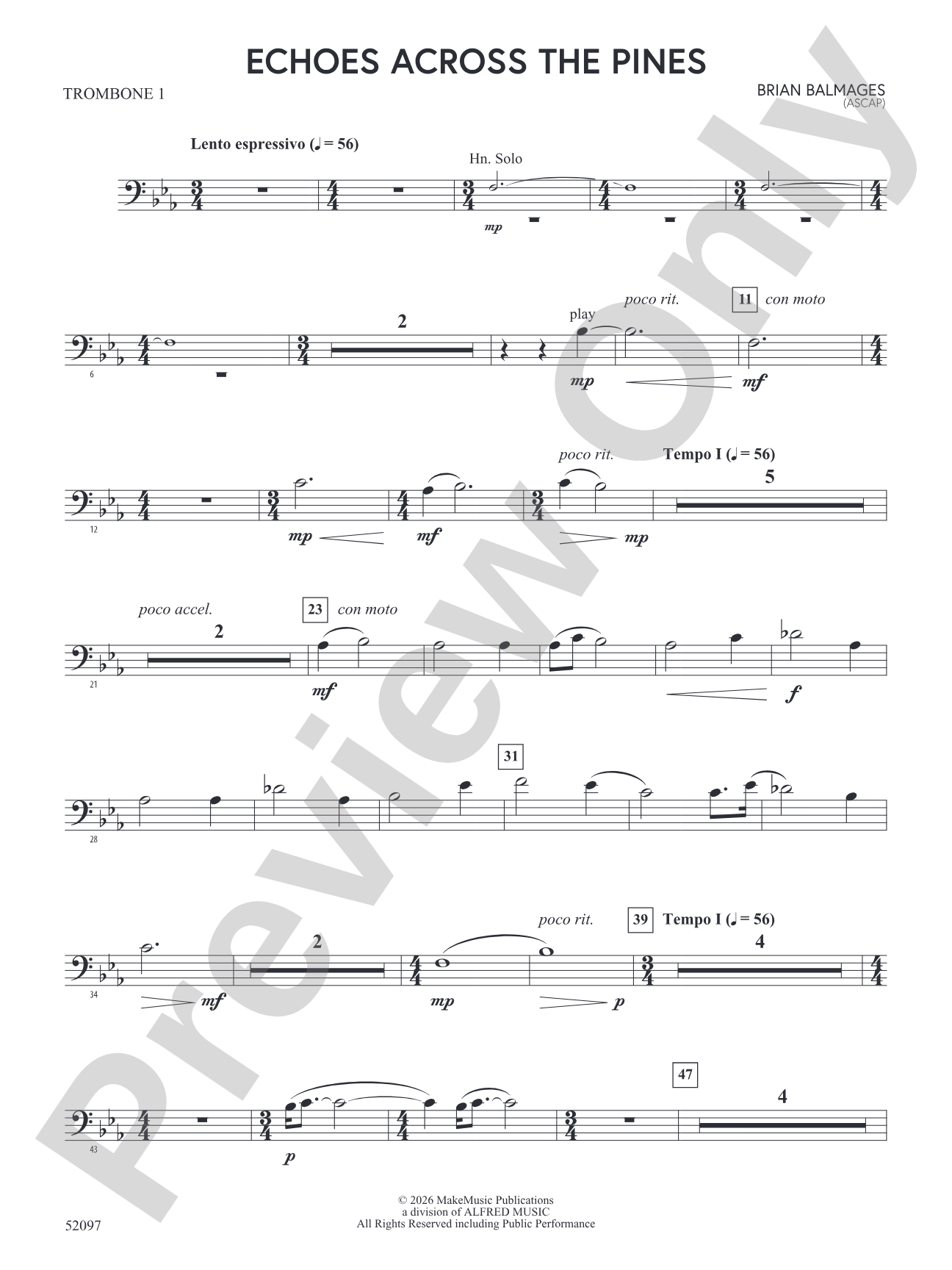 Echoes Across the Pines: 1st Trombone