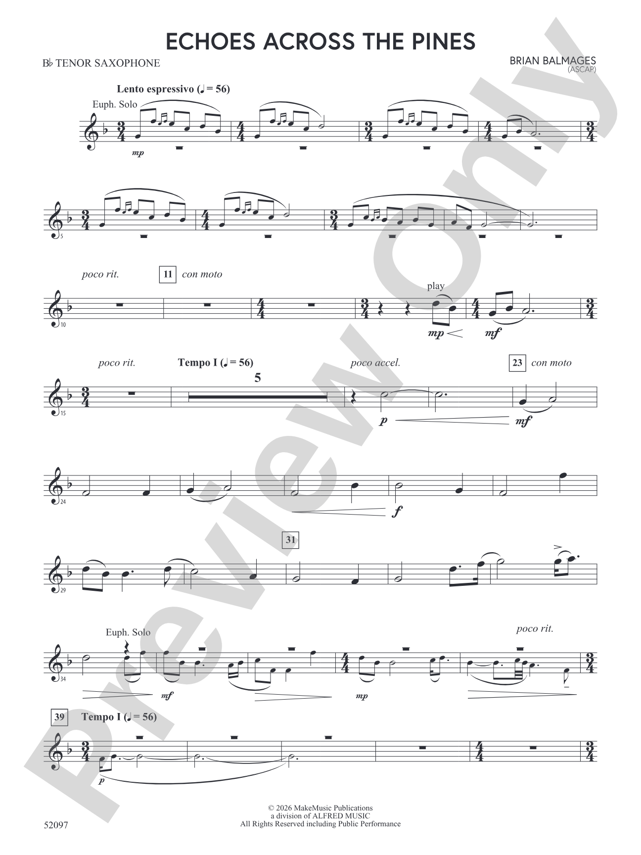 Echoes Across the Pines: B-flat Tenor Saxophone