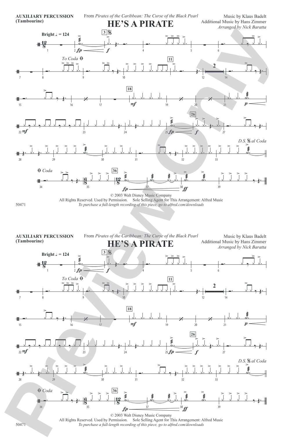 He's a Pirate: Auxiliary Percussion